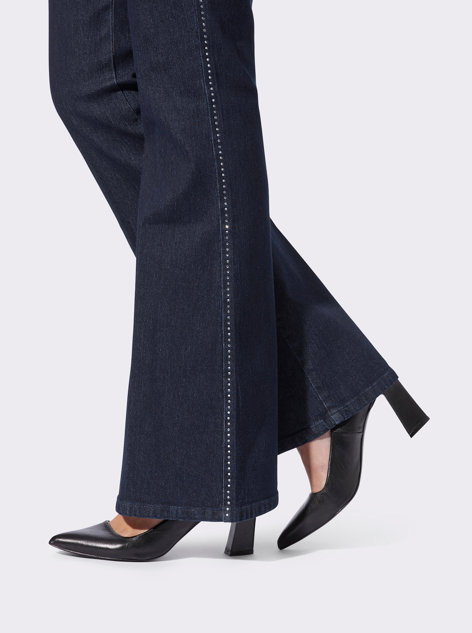 heine Bootcut-Jeans mit Glitzersteinchen-Applikation - dark blue