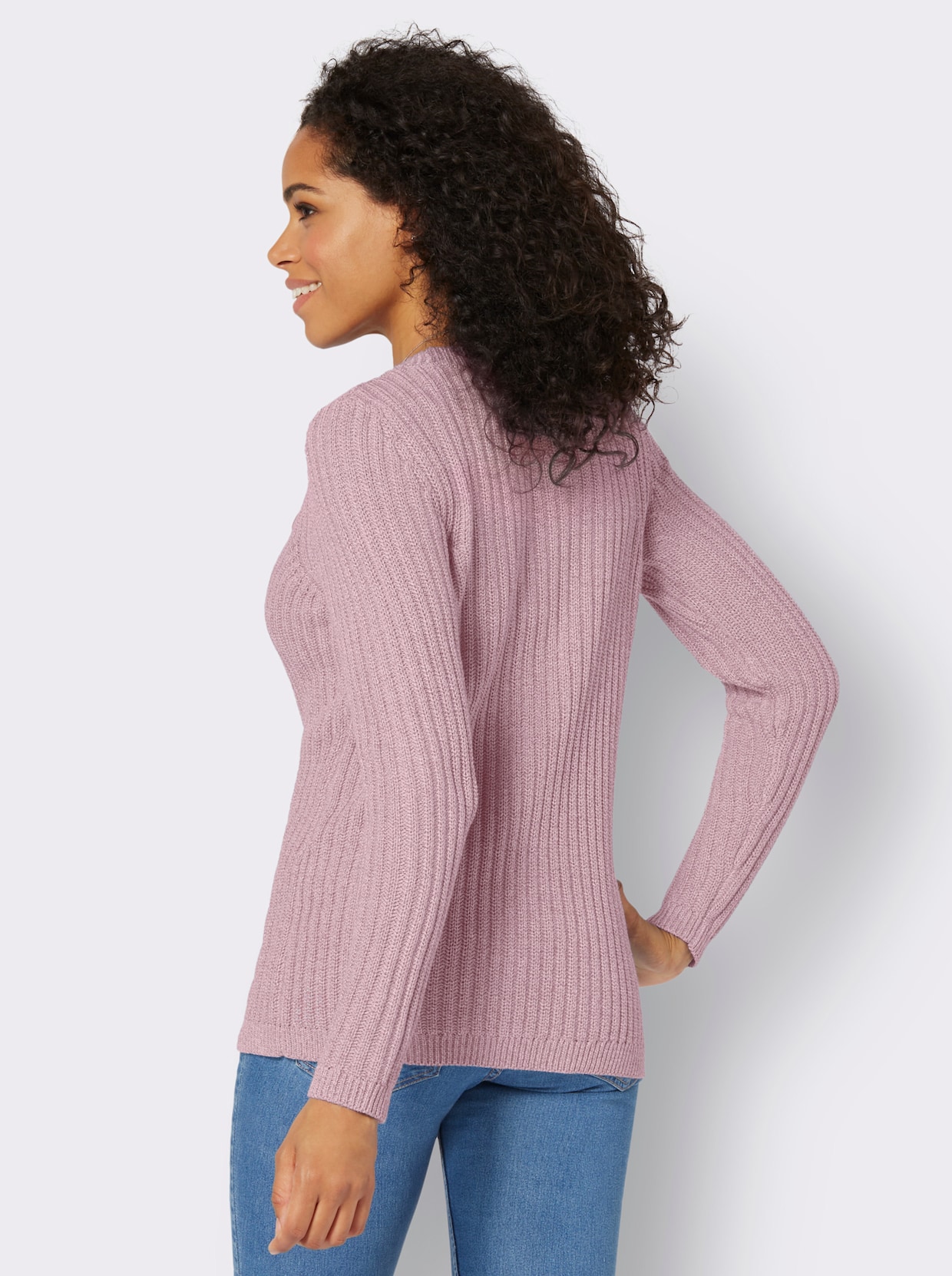 Pullover met ronde hals - mauve/wit gemêleerd
