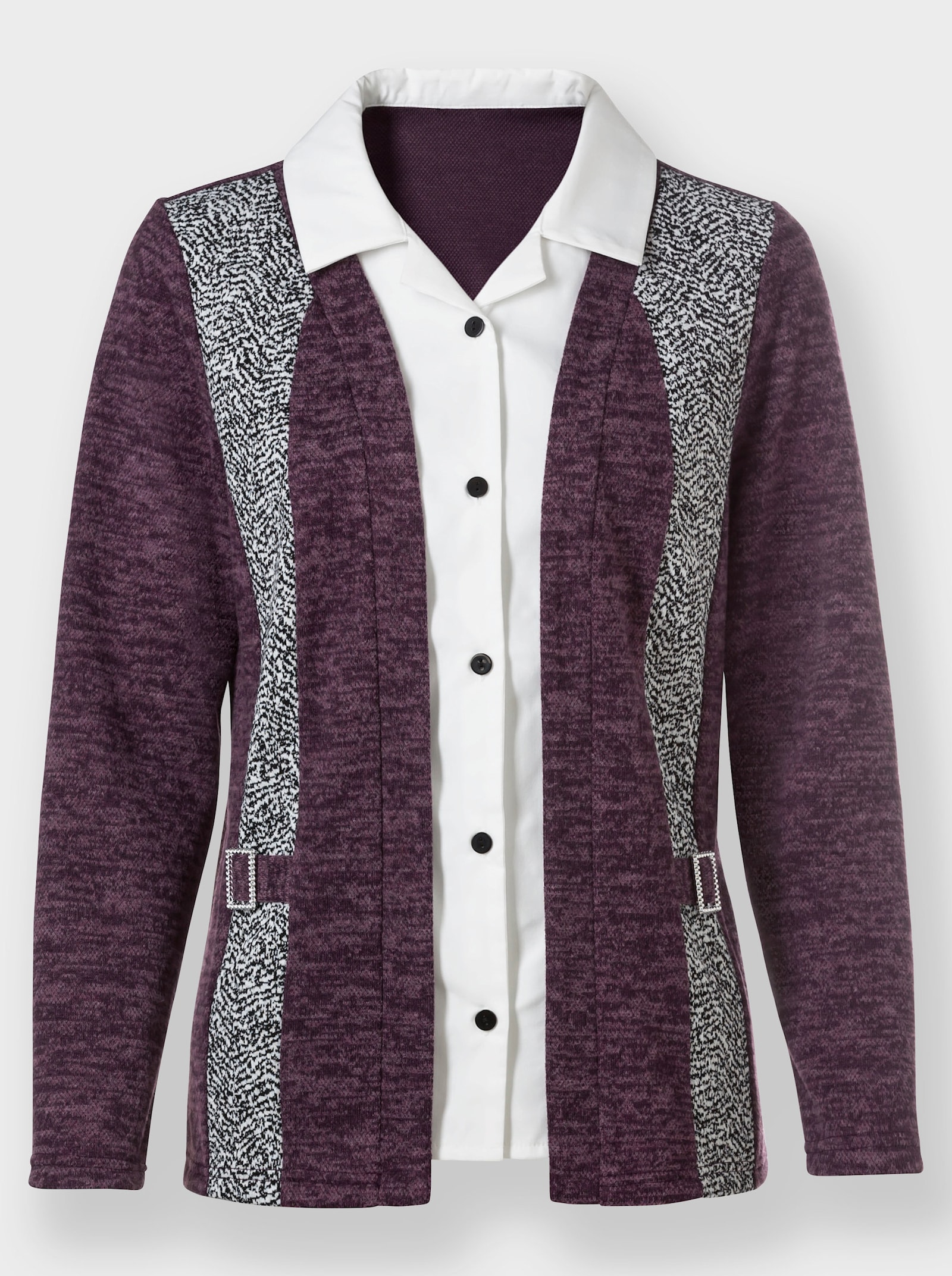 2-in-1-shirt met reverskraag - aubergine gemêleerd