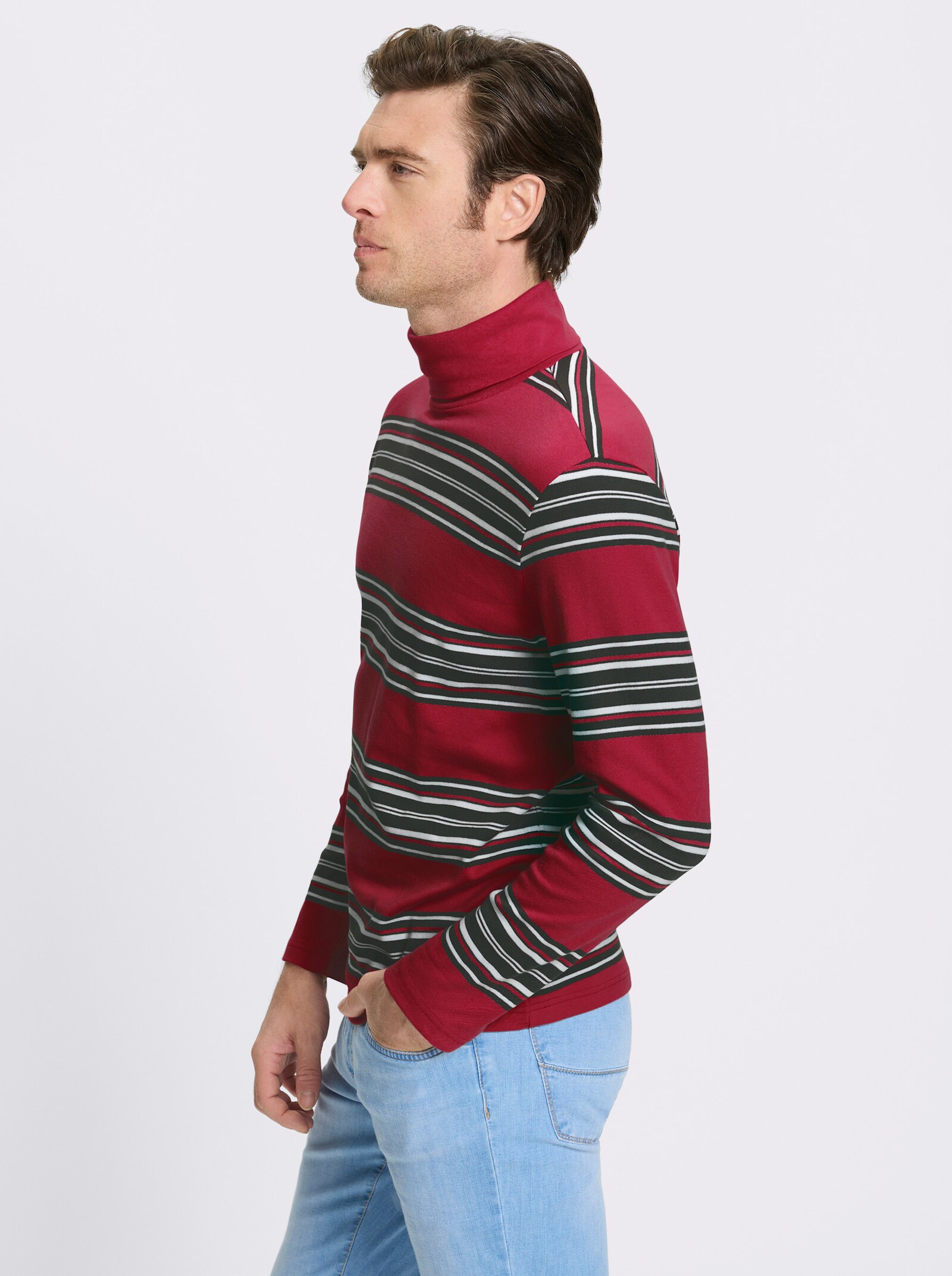 Catamaran Rollkragenshirt - kirsche-gestreift