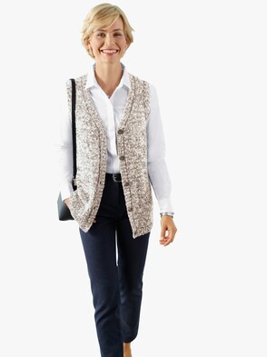Strickweste - beige-meliert