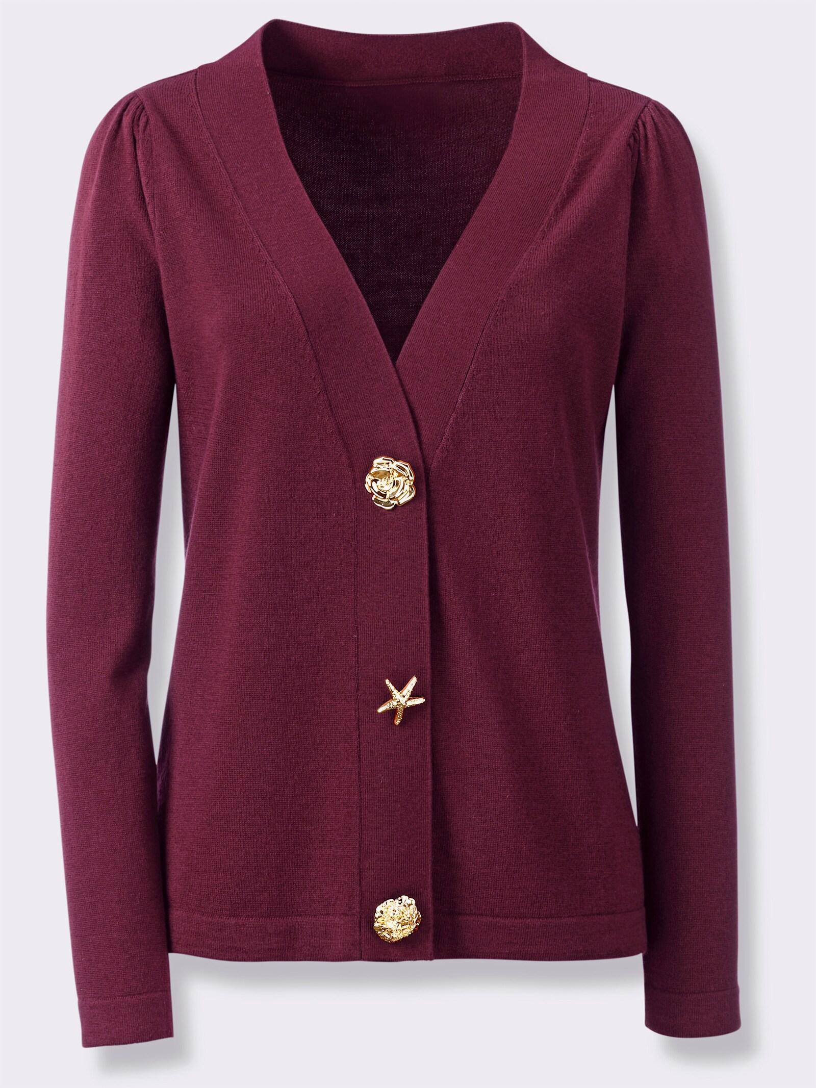 Cardigan mit Druckknöpfen - bordeaux