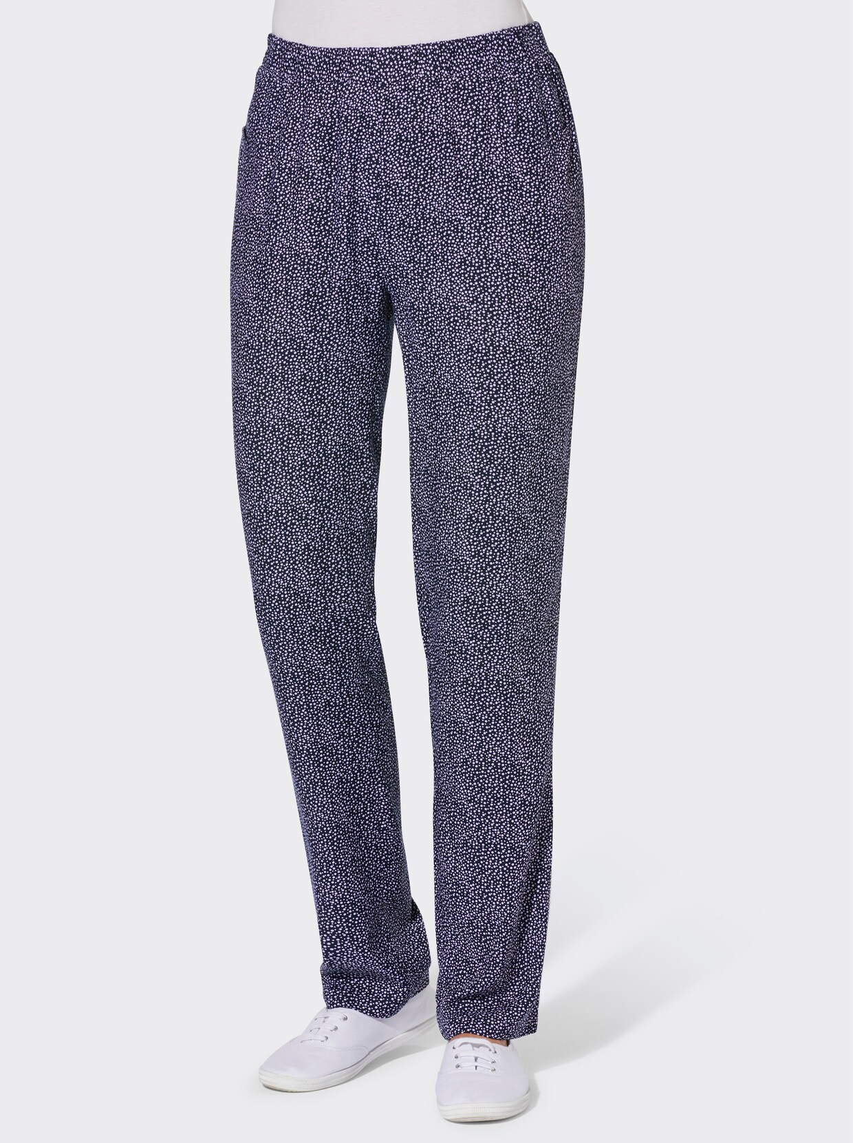Comfortbroek - marine gestippeld