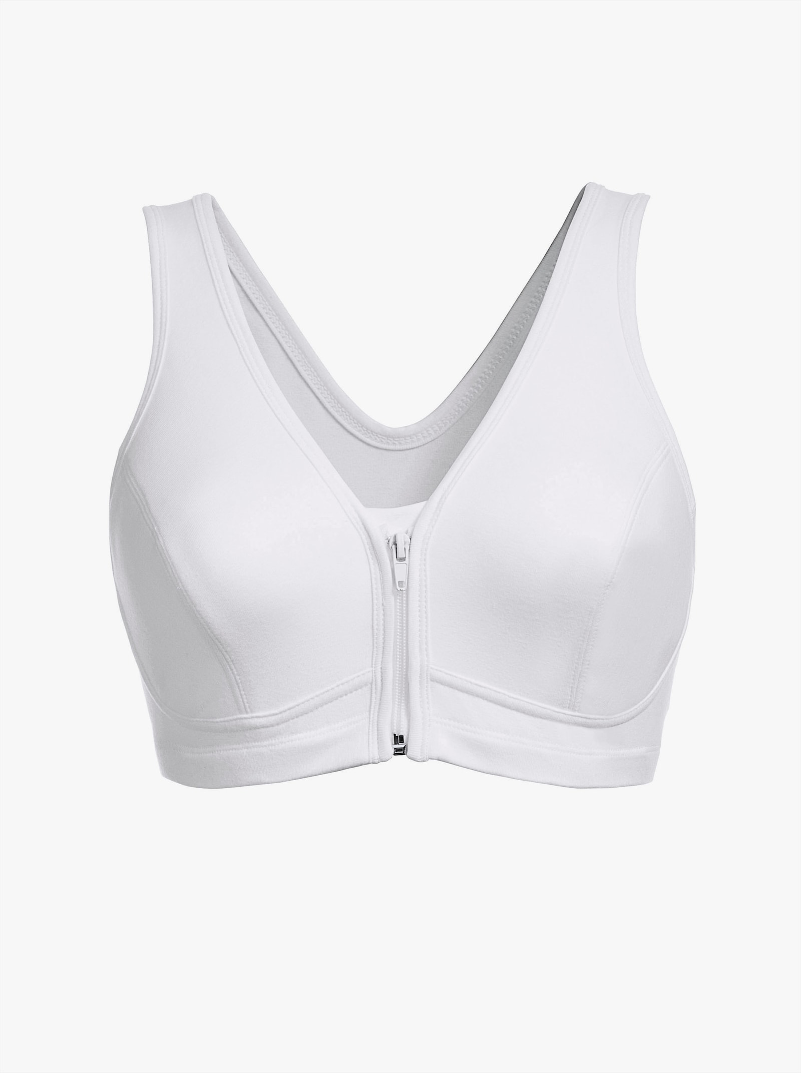 Pohodlná podprsenka so zapínaním na zips - biela