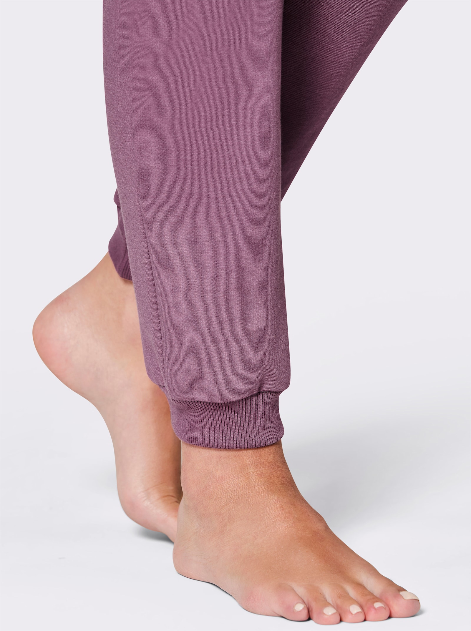 feel good Dehnbund-Hose aus Sweatware - violett-weiß