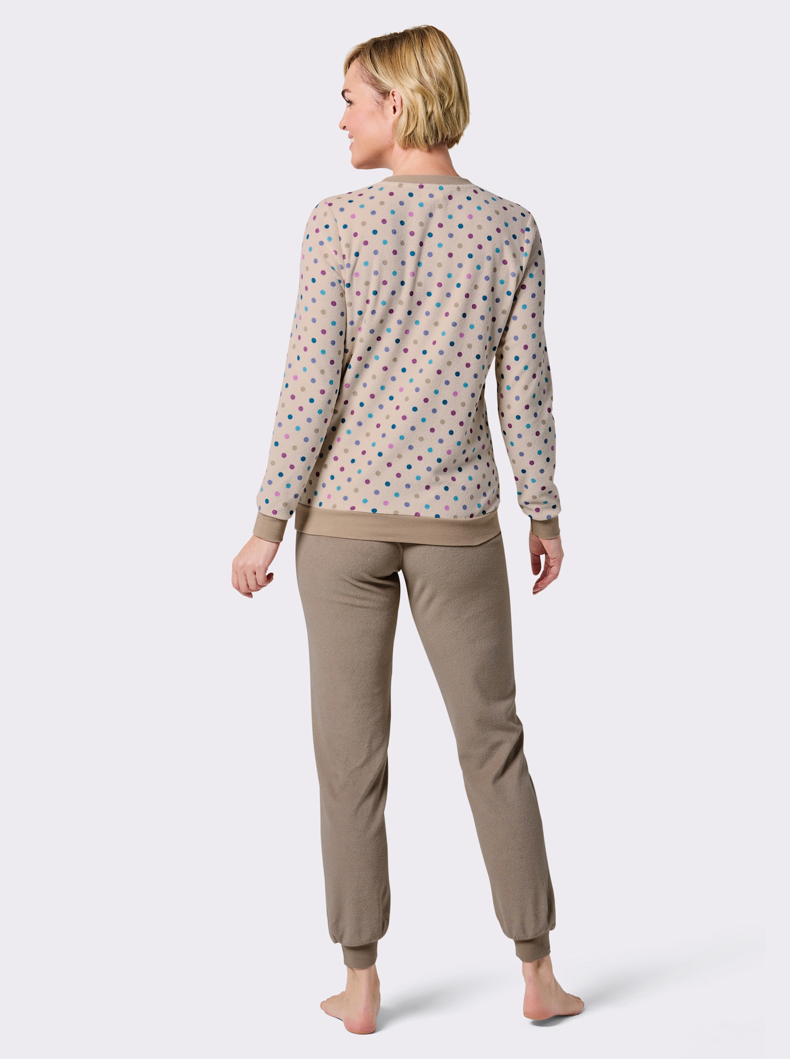 wäschepur Schlafanzug mit Punktemuster - elfenbein-sesam-bedruckt