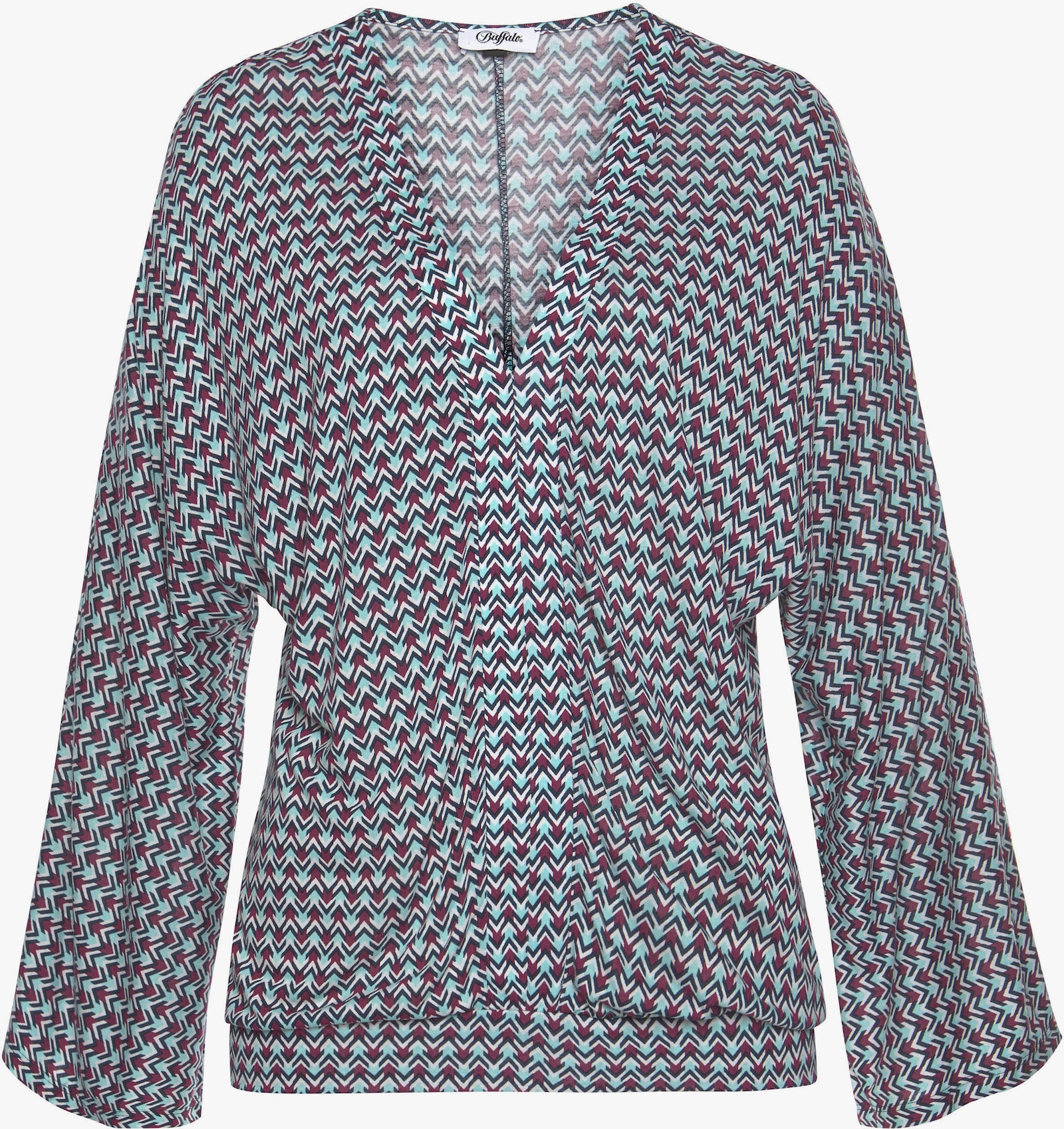 Buffalo 3/4-Arm-Shirt - türkis-rot-bedruckt