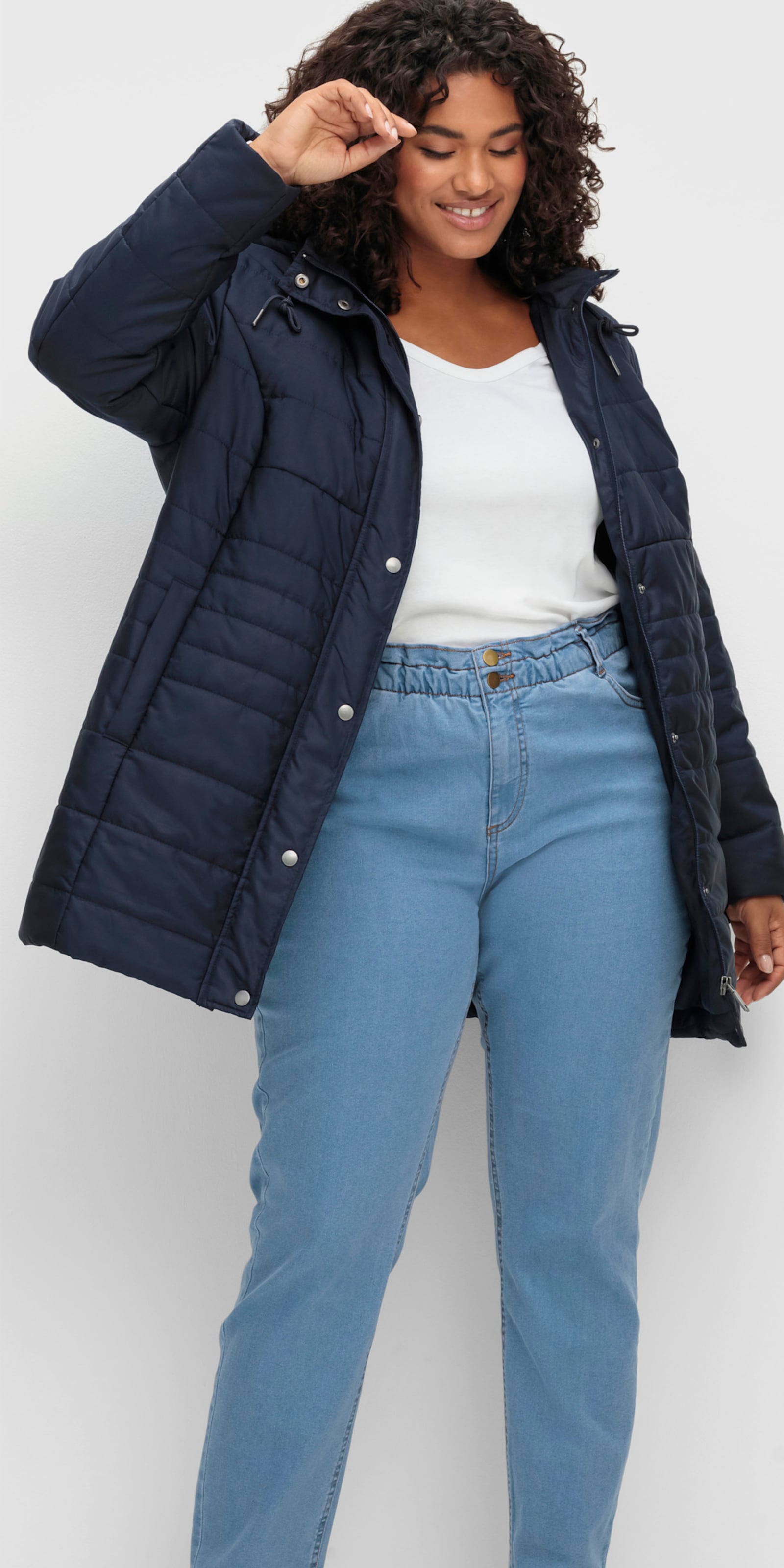 Jeans im Paperbag-Schnitt - blue-bleached