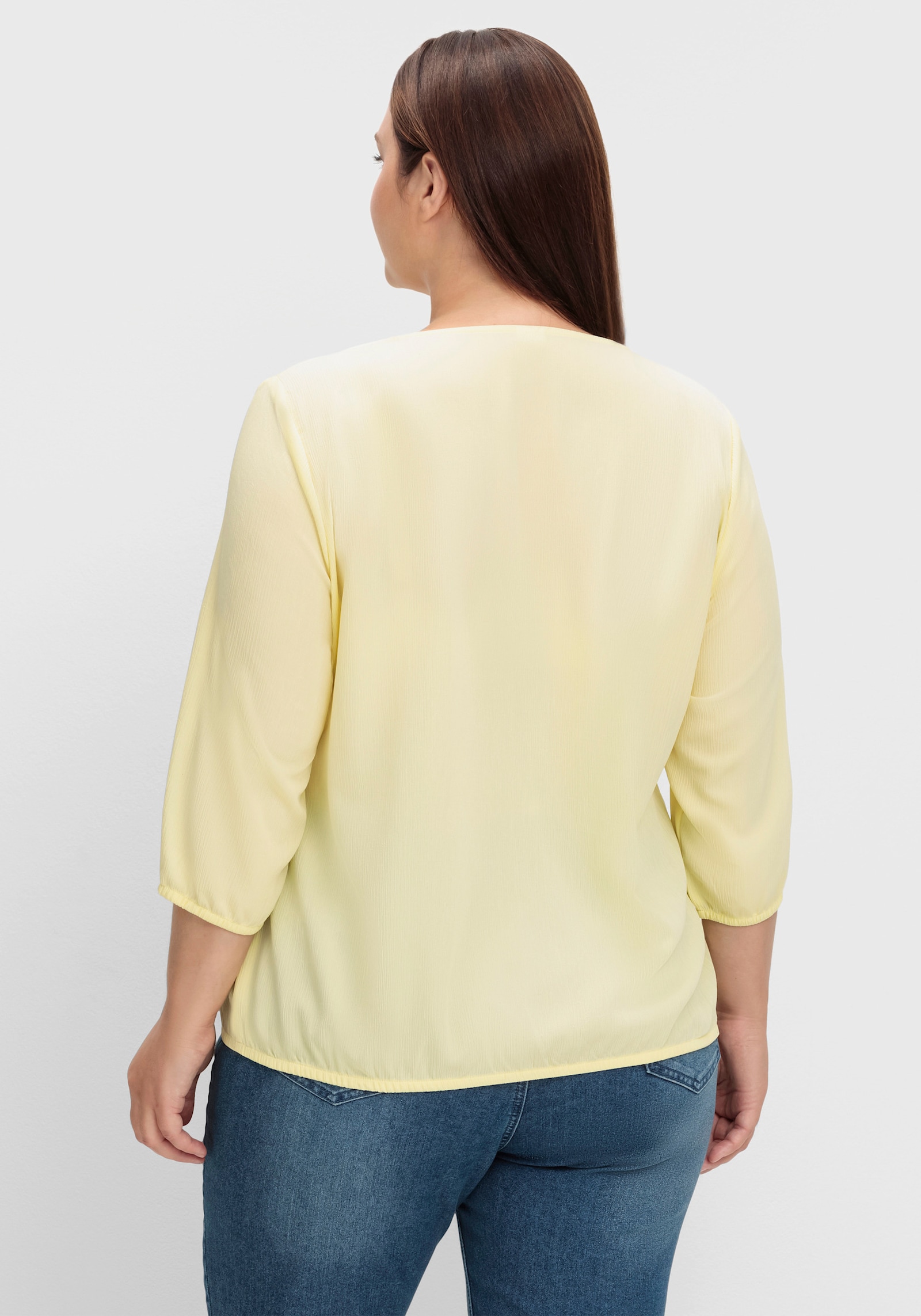 Schlupfbluse mit Crinkle-Effekt - zitrone