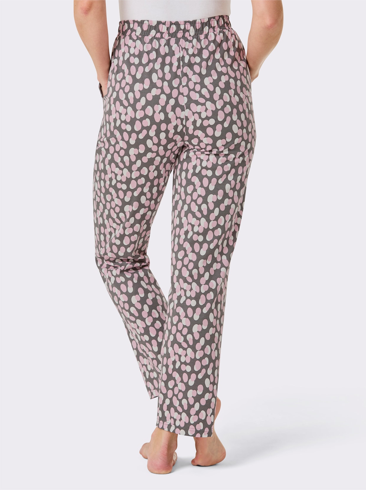 feel good Broek - antraciet/roze bedrukt