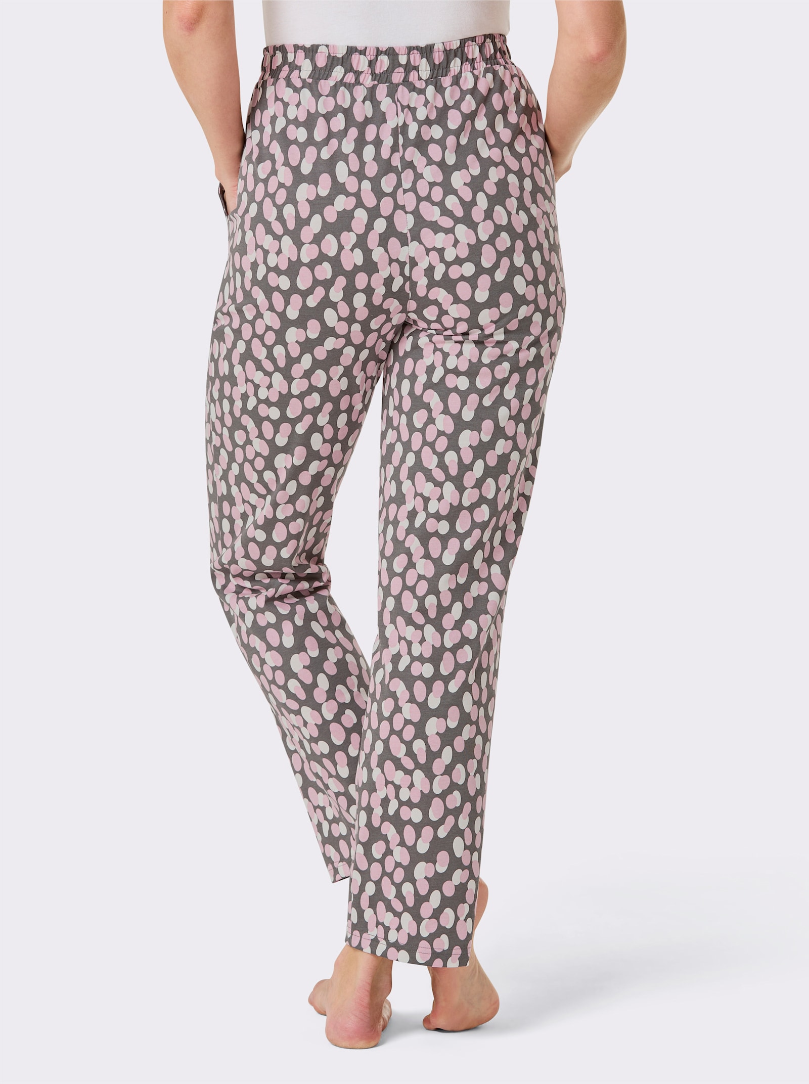 feel good Hose - anthrazit-rosé-bedruckt