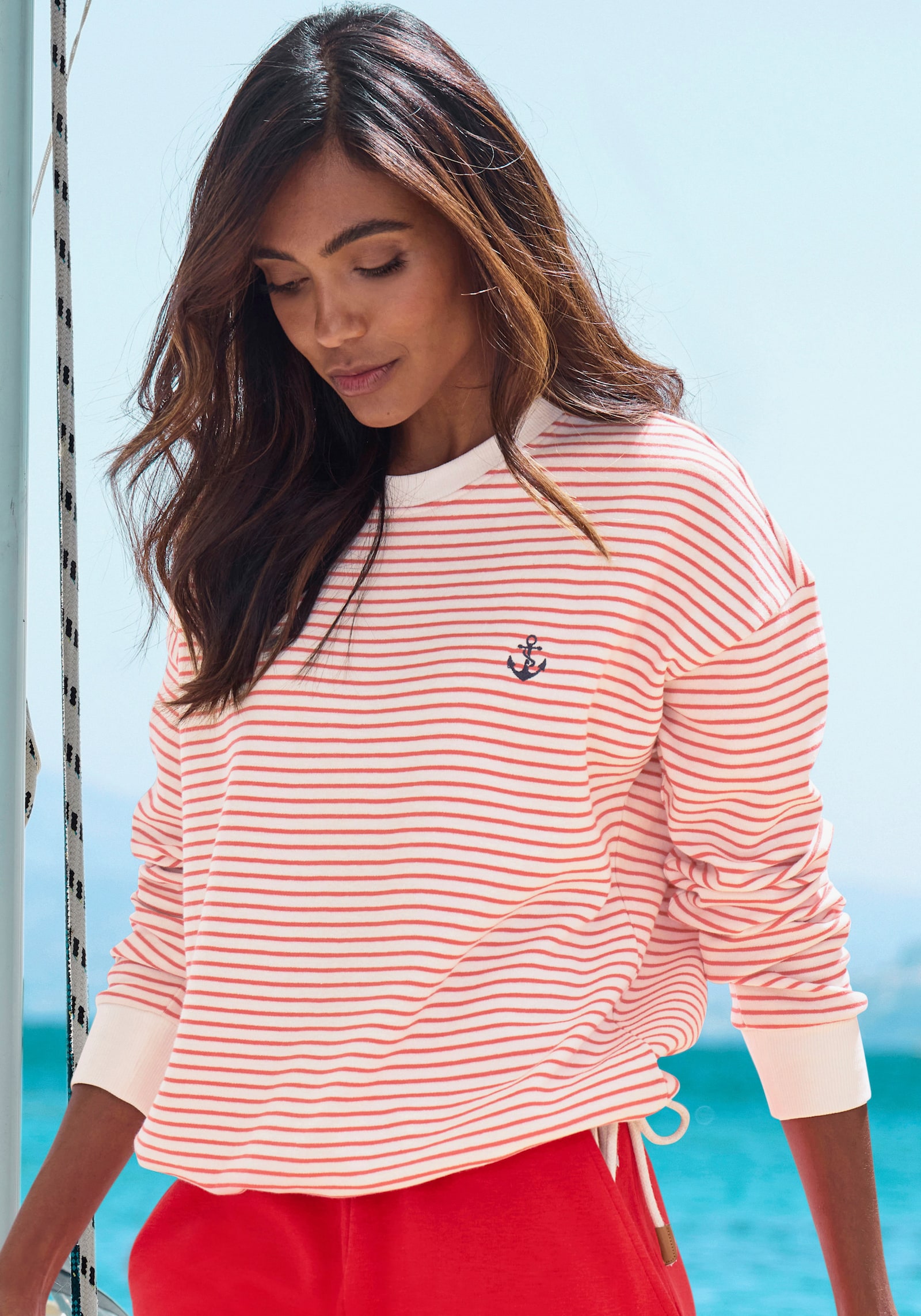 H.I.S Sweatshirt - rot-offwhite