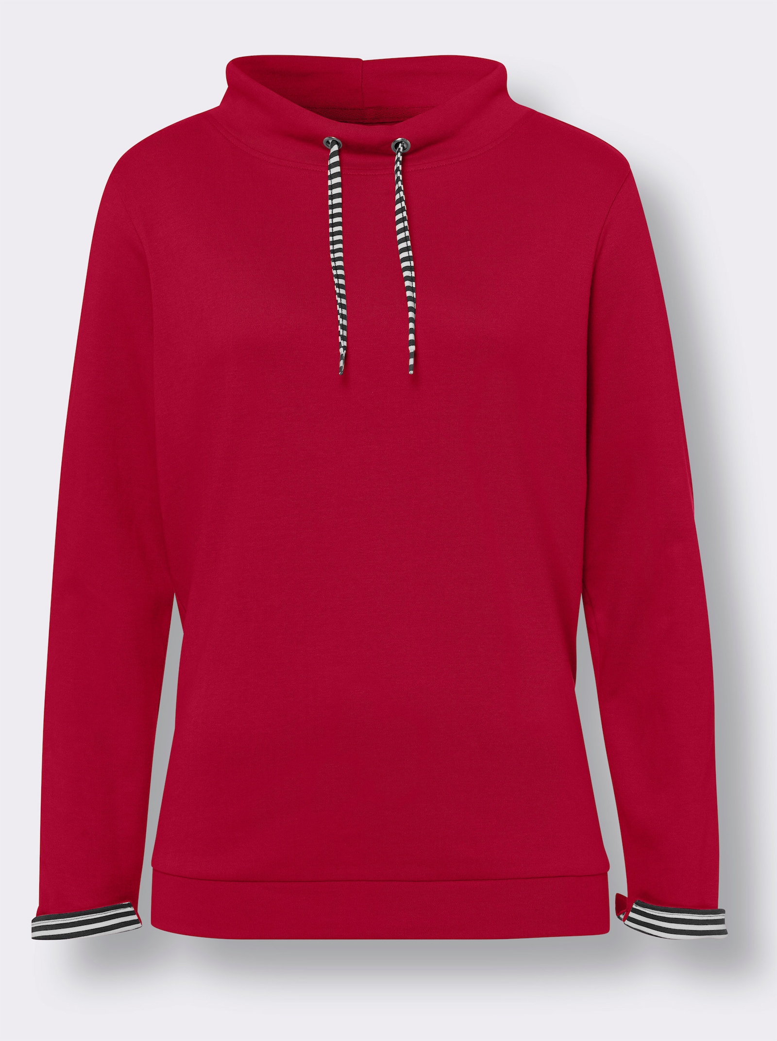 Sweatshirt mit gestreiftem Bindeband - rot