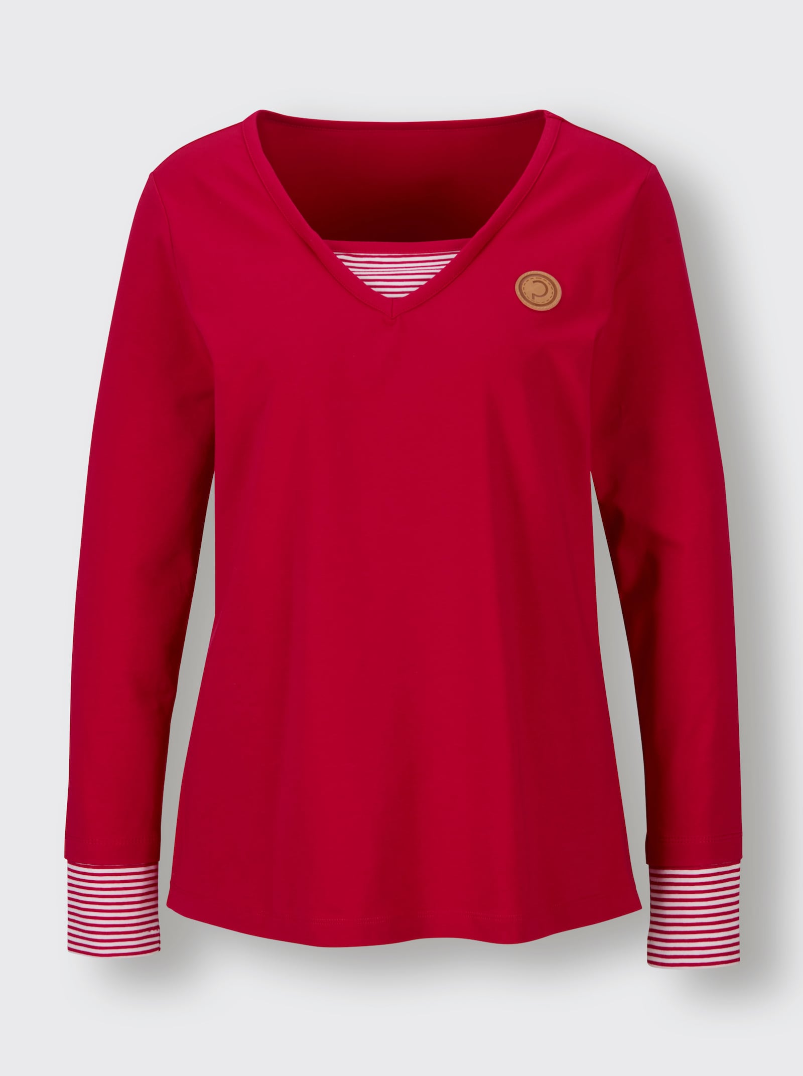 CREATION L PREMIUM Langarmshirt im Lagen-Look - rot