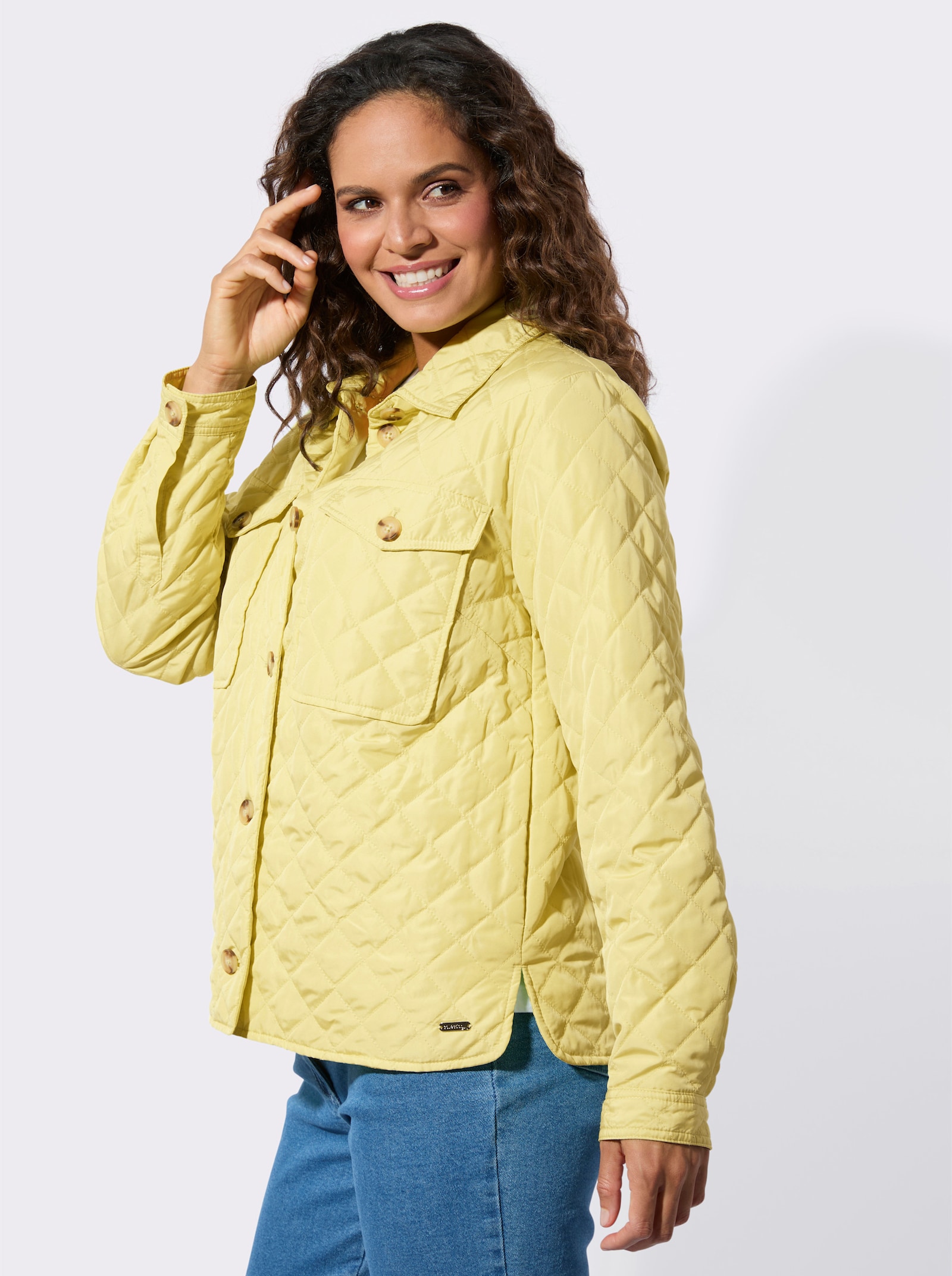 Blusenjacke mit aufgesetzten Brusttaschen - zitrone