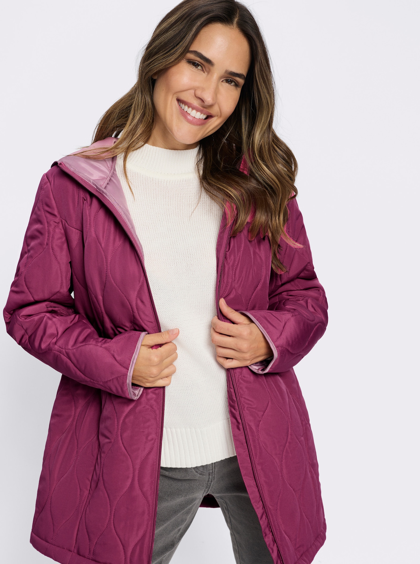 Steppjacke mit kontrastfarbenem Futter - erika