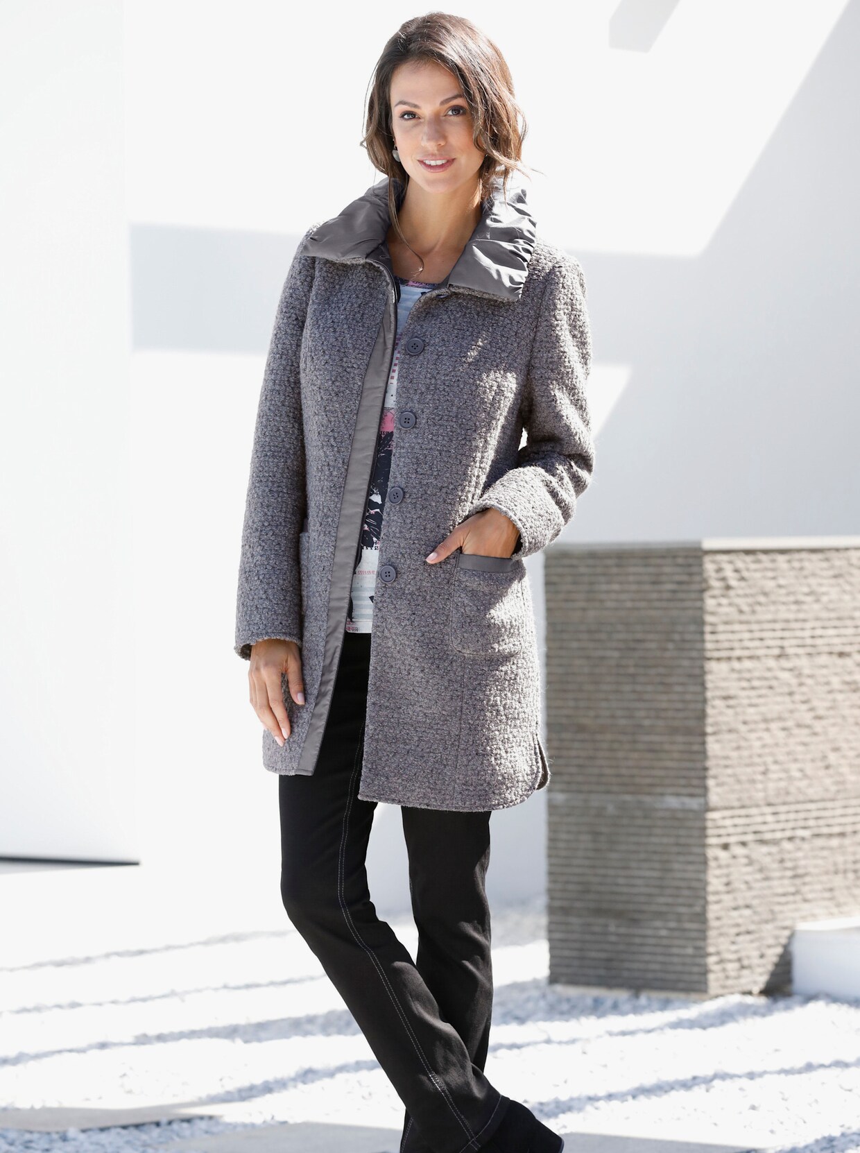 Outdoorjacke - grau-meliert