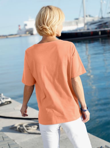 Kurzarmshirt mit Muschel-Druck - apricot
