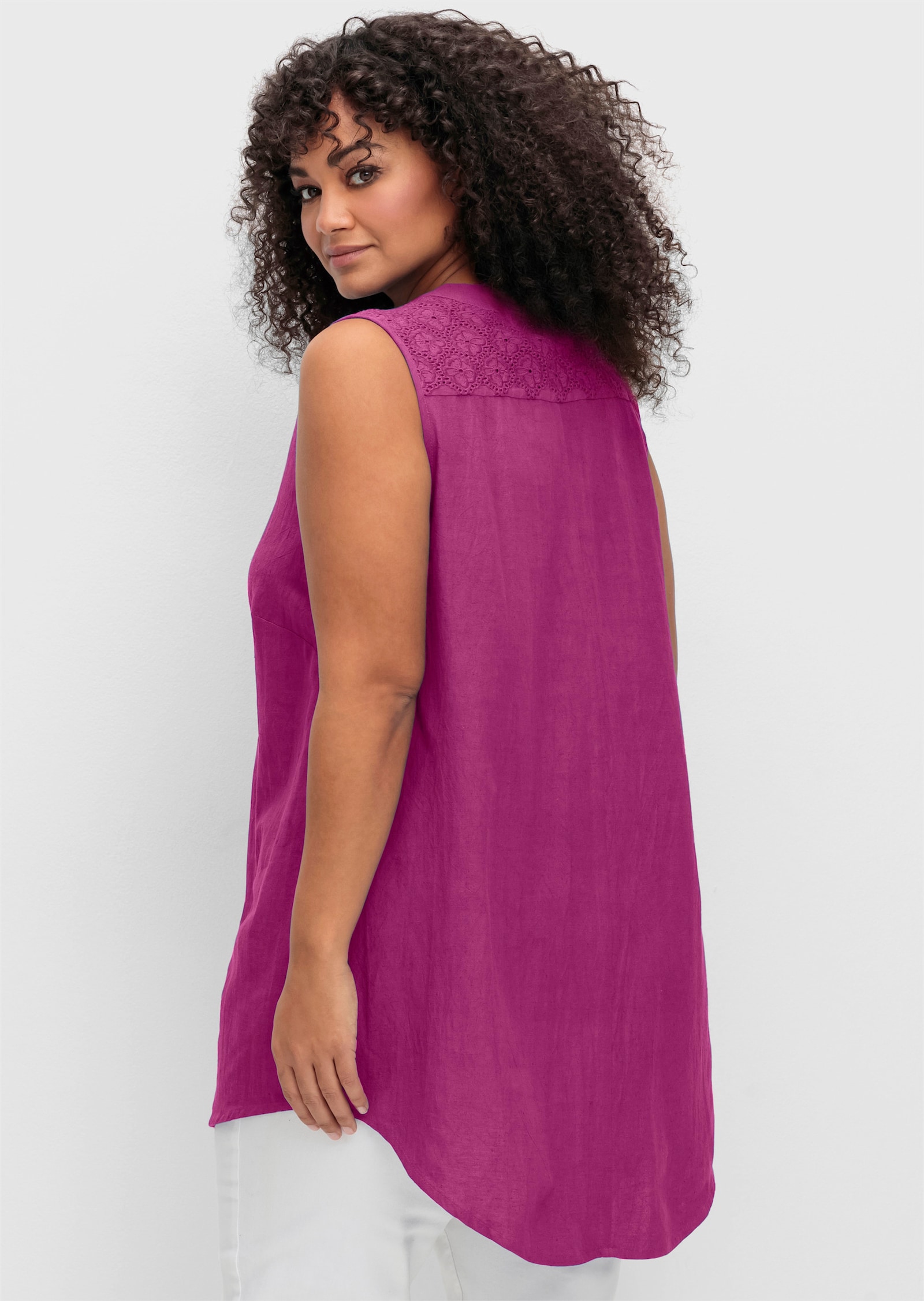 sheego by Joe Browns Blusentop mit Spitzenbesatz - magenta