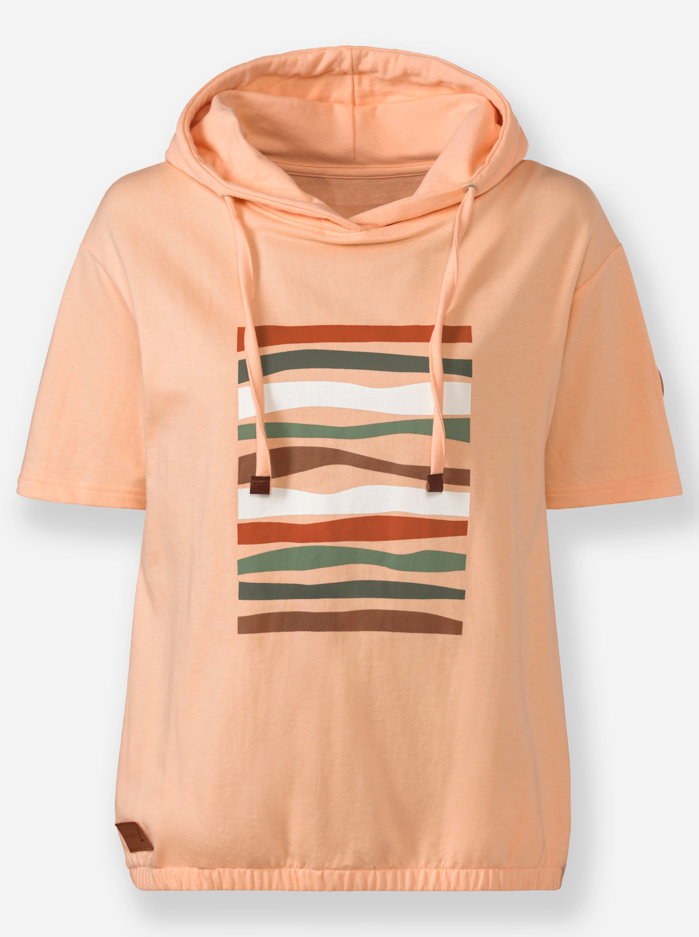 Casual Looks Damen Orange/Weiß Kapuzensweatshirt Gr. 50, (Apricot, Ecru, Bedruckt), 50% Baumwolle, 50% Polyester, Bedruckt, Gemustert, Sweatshirts - Bild 3