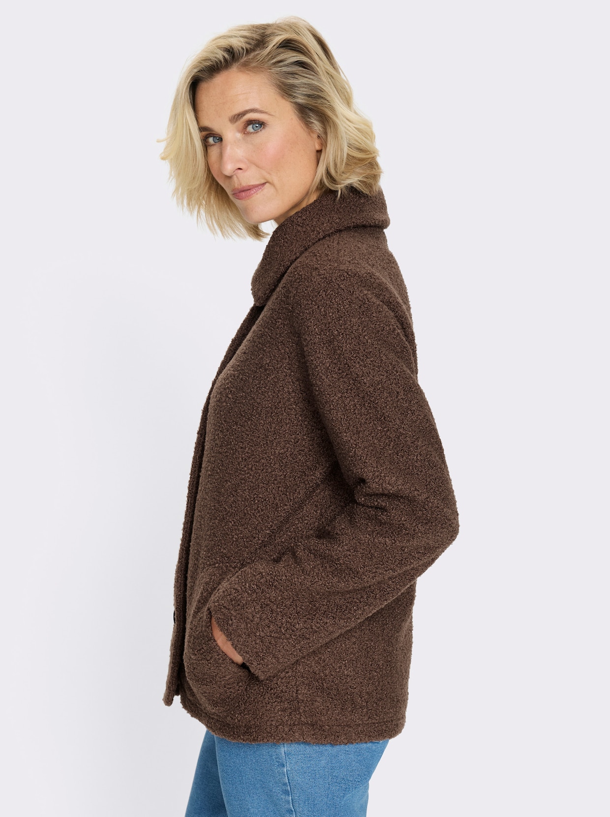 Boucléjack voor normale wintertemperaturen - chocolade