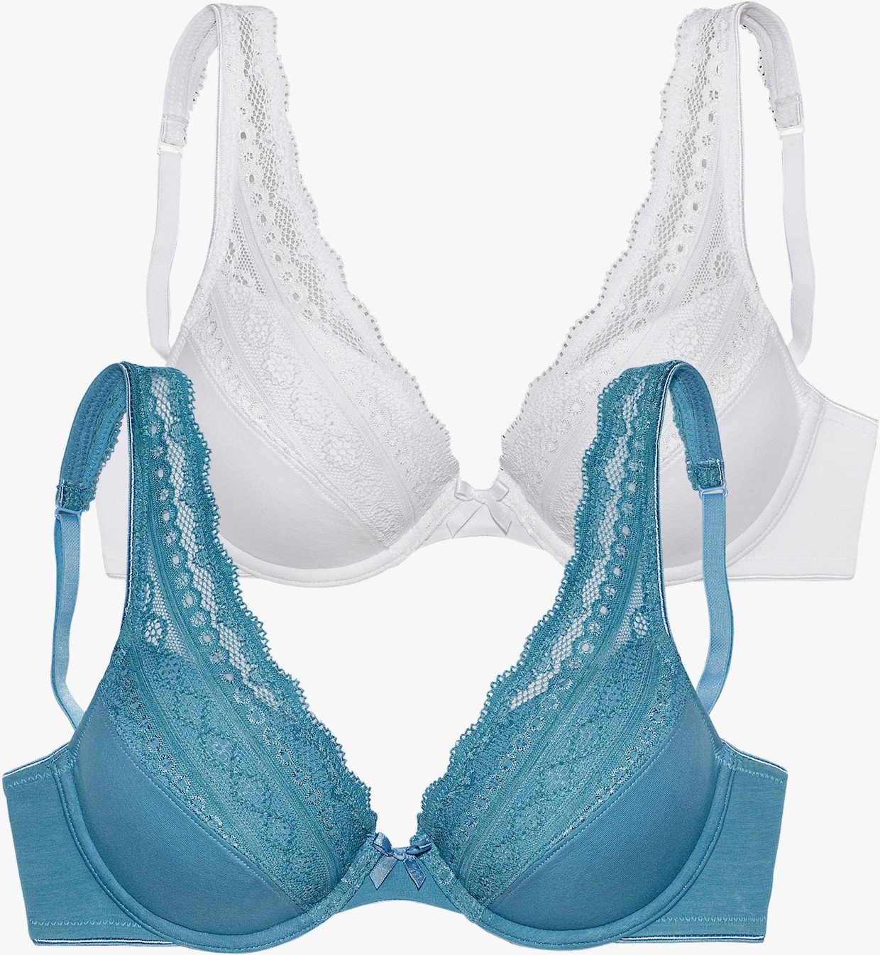 petite fleur Soutien-gorge push-up - bleu + blanc