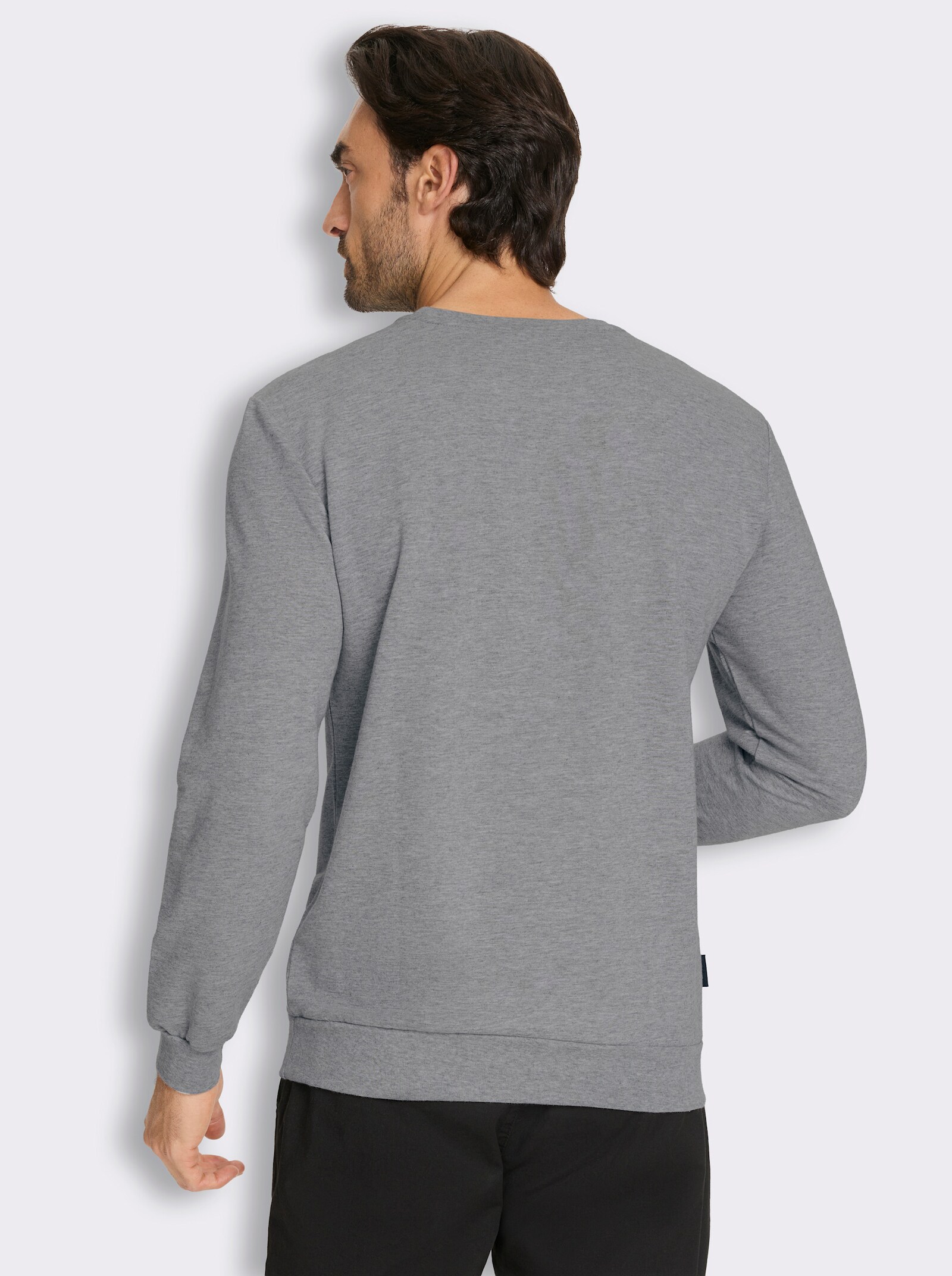 Marco Donati Sweatshirt in Melange-Optik, mit Print - grau-meliert
