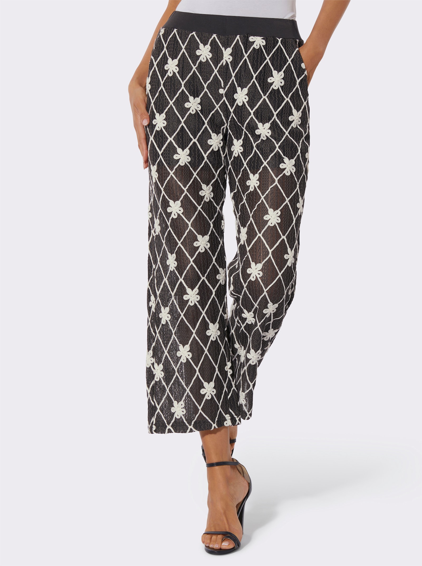 Marlene-Hose in Bändchengarn-Optik - graphit-champagner