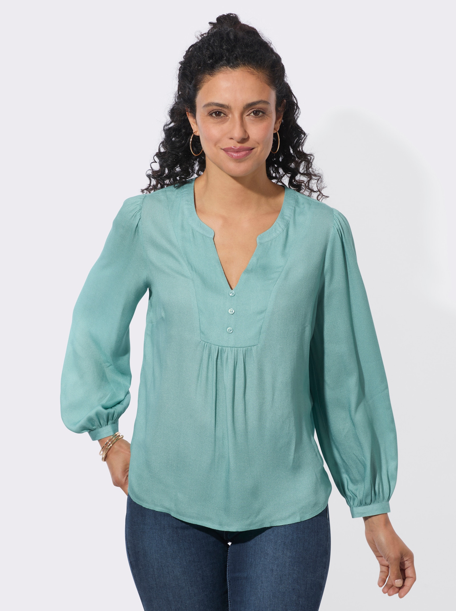  Longbluse in Crêpe-Qualität - salbei