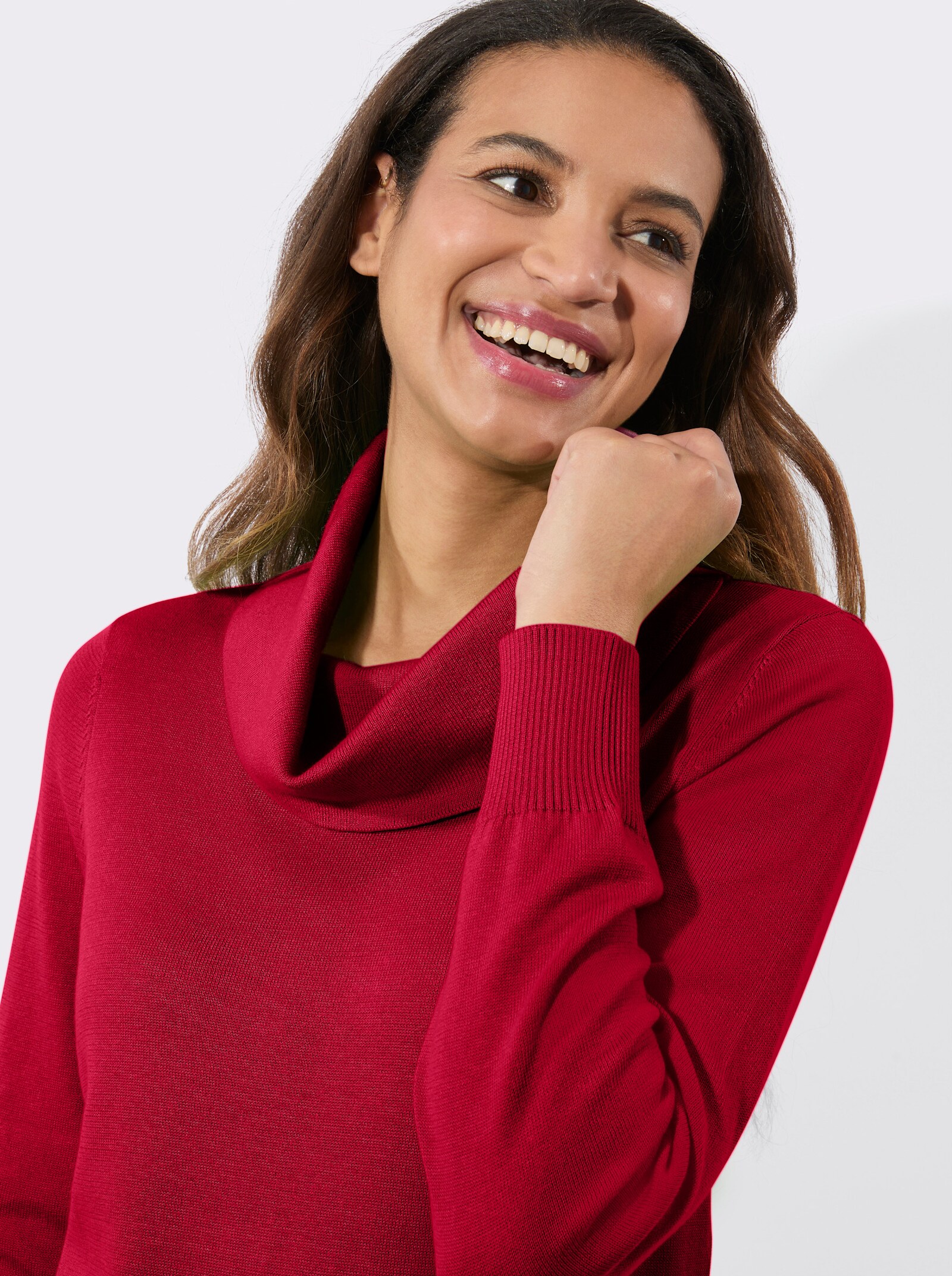Rollkragenpullover aus weichem Feinstrick - rot