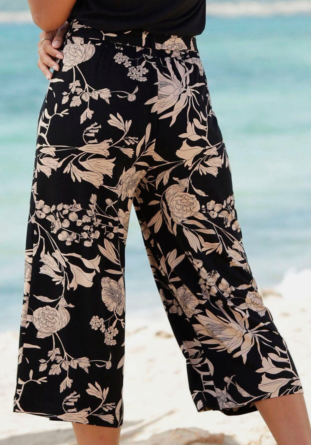 LASCANA Culotte - schwarz-taupe-bedruckt