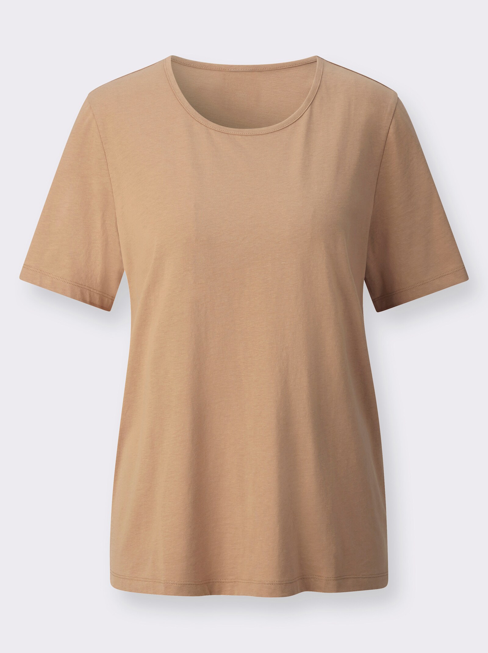 Schlafanzugshirt mit Rundhals-Ausschnitt - camel