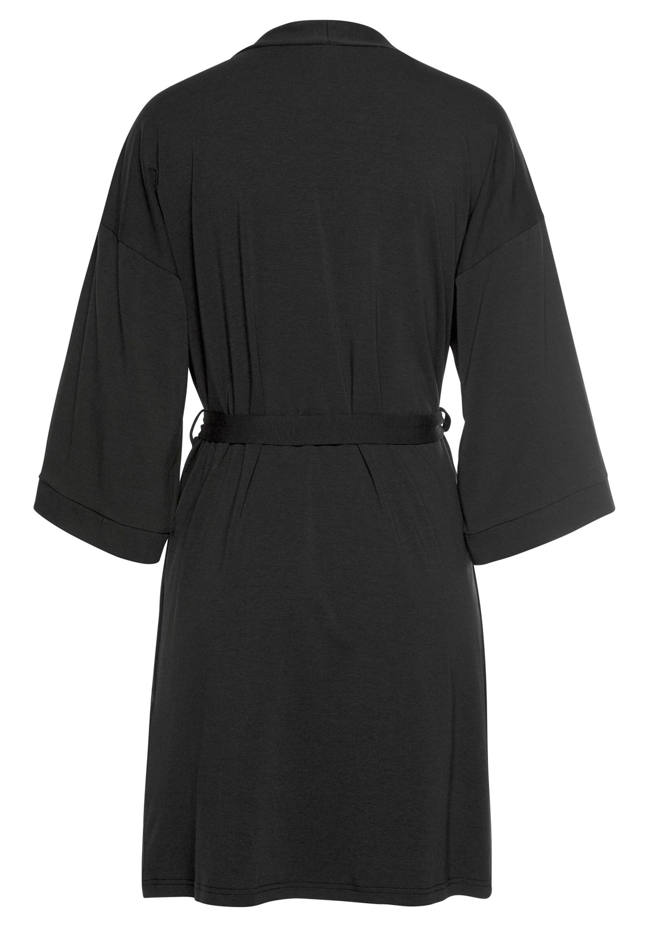 Damenmode Nachtwäsche & Homewear LASCANA Kimono in schwarz 