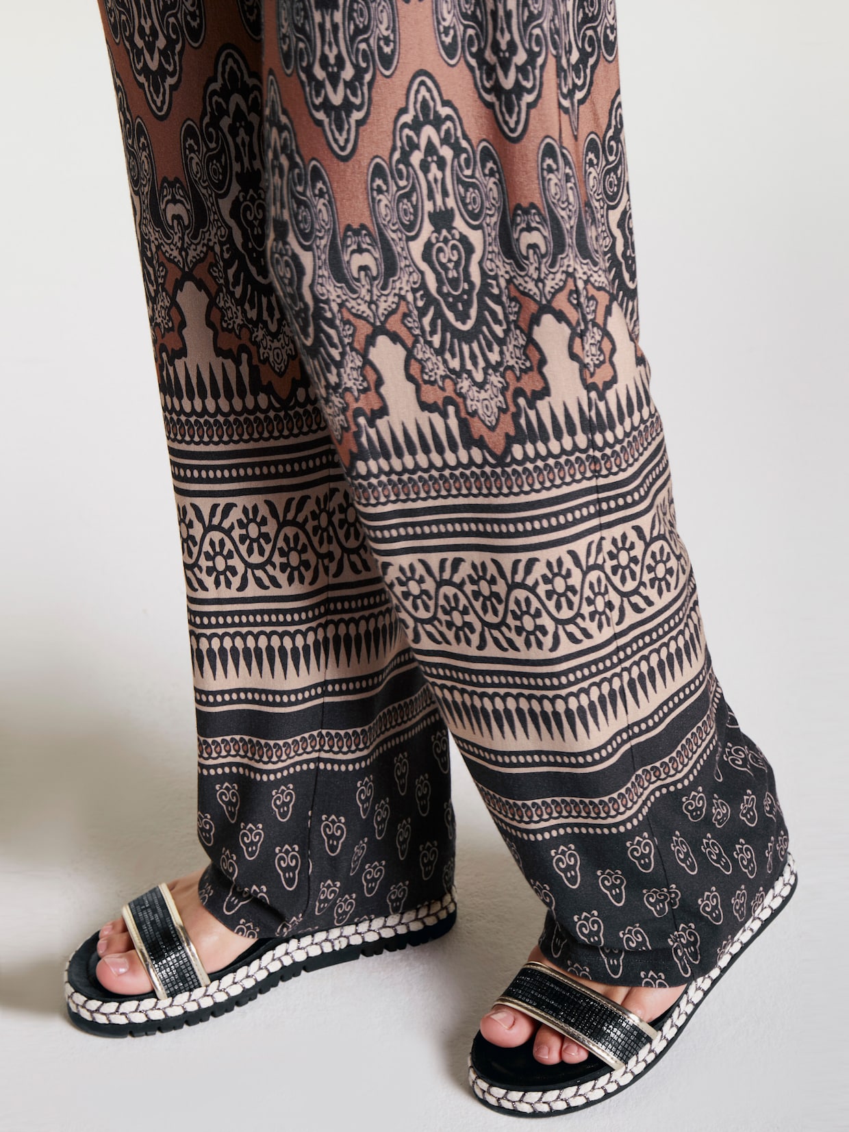 heine Bedrukte broek - bont