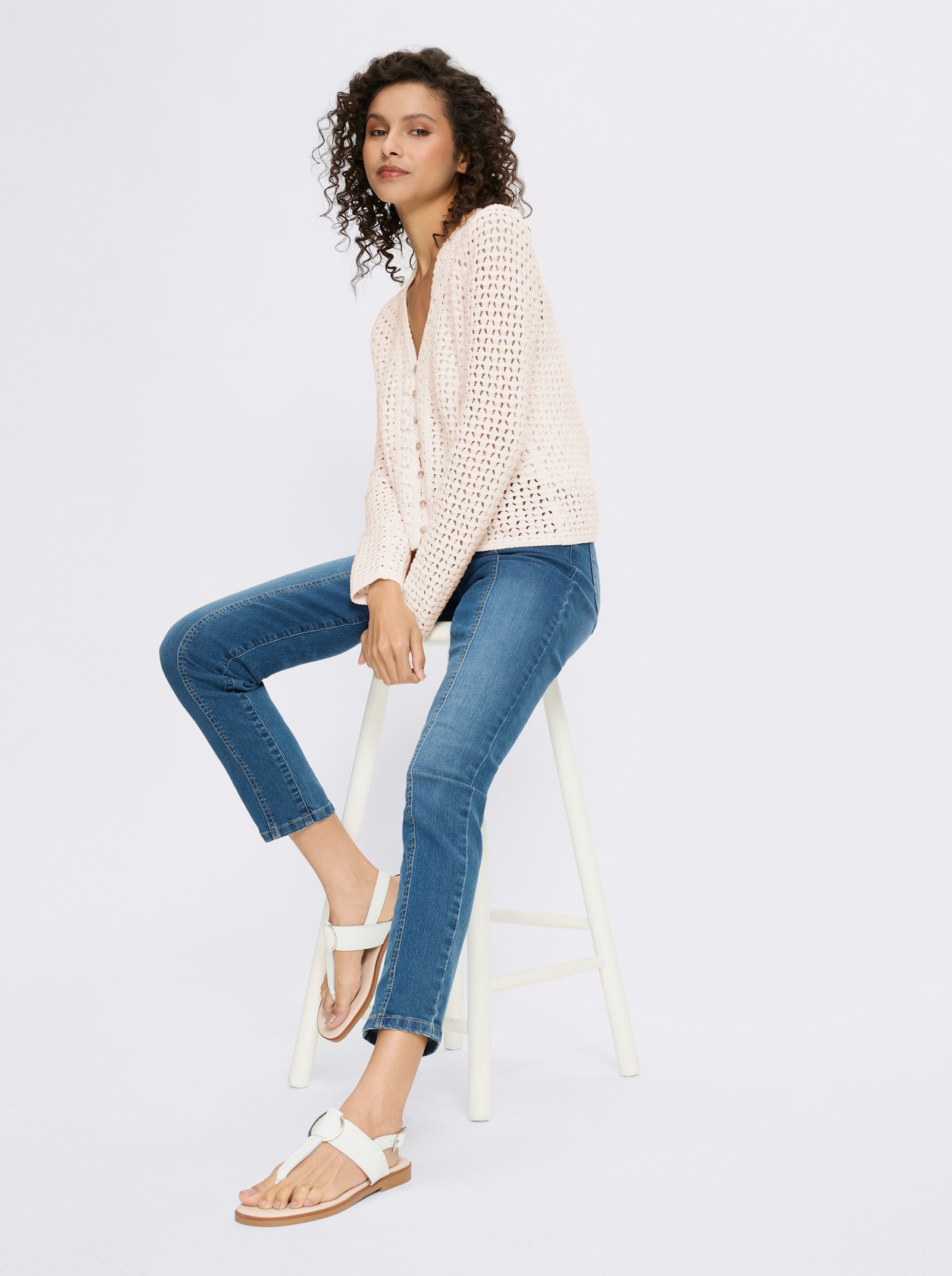 heine Ajourstrickjacke - ecru