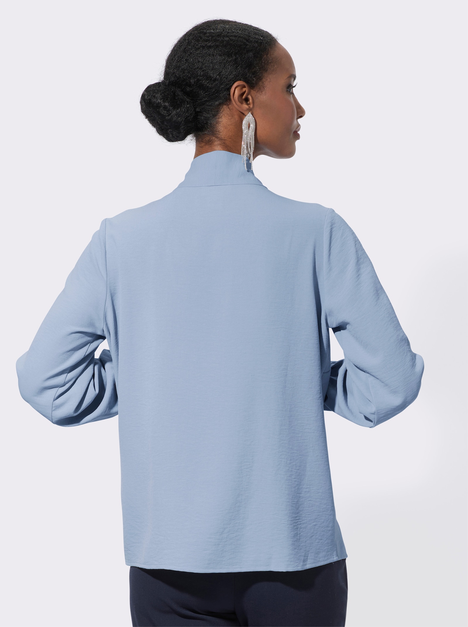 Schluppenbluse in Crêpe-Qualität - bleu