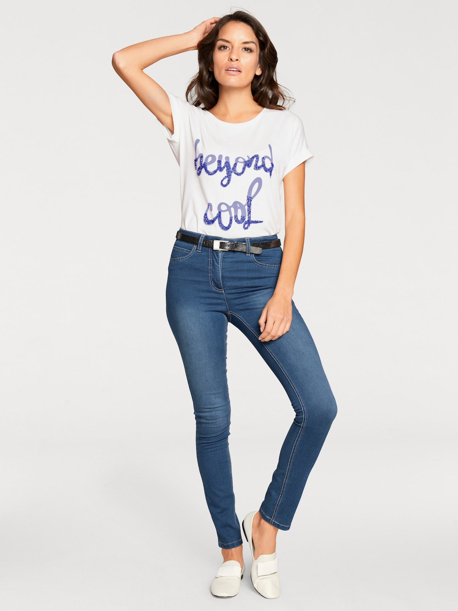 heine Skinny jeans in used-look - blue stone