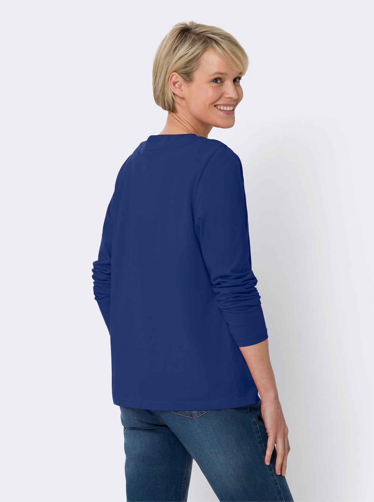 Langarmshirt - royalblau-schwarz