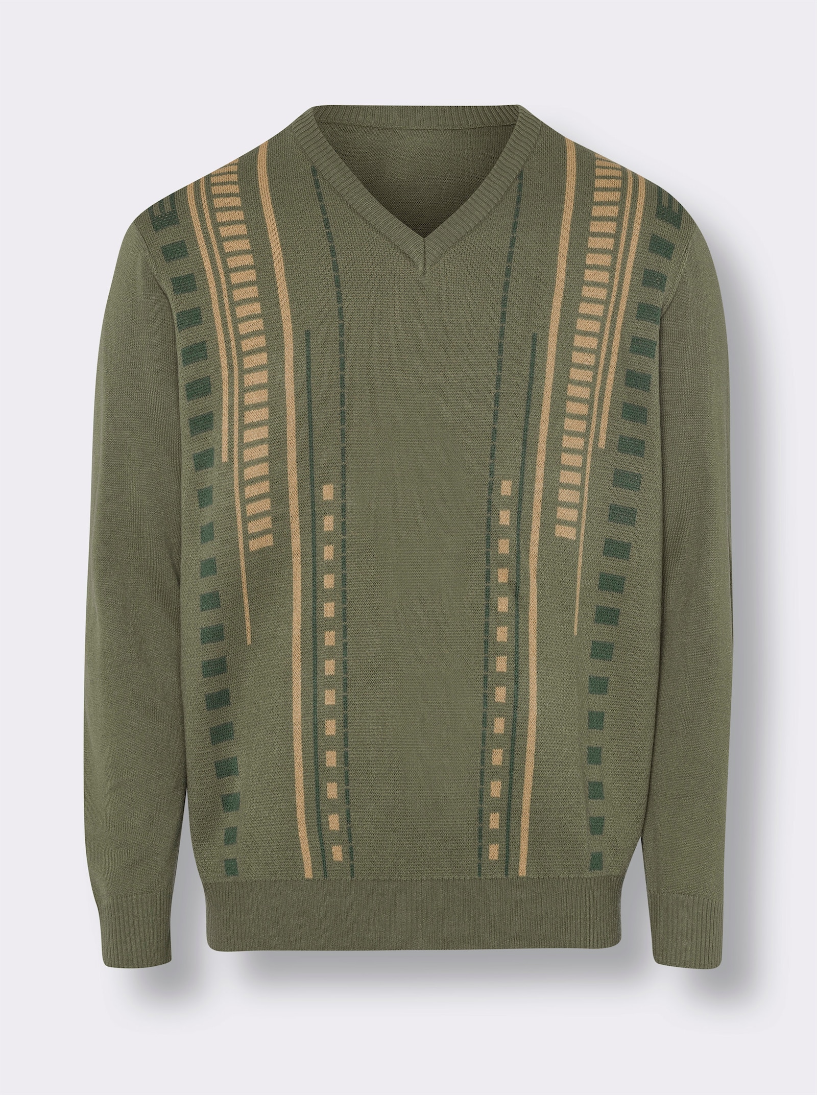 Pulóver - kaki vzorovaná