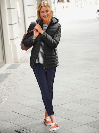 Steppjacke mit kontrastfarbenen Akzenten - schwarz