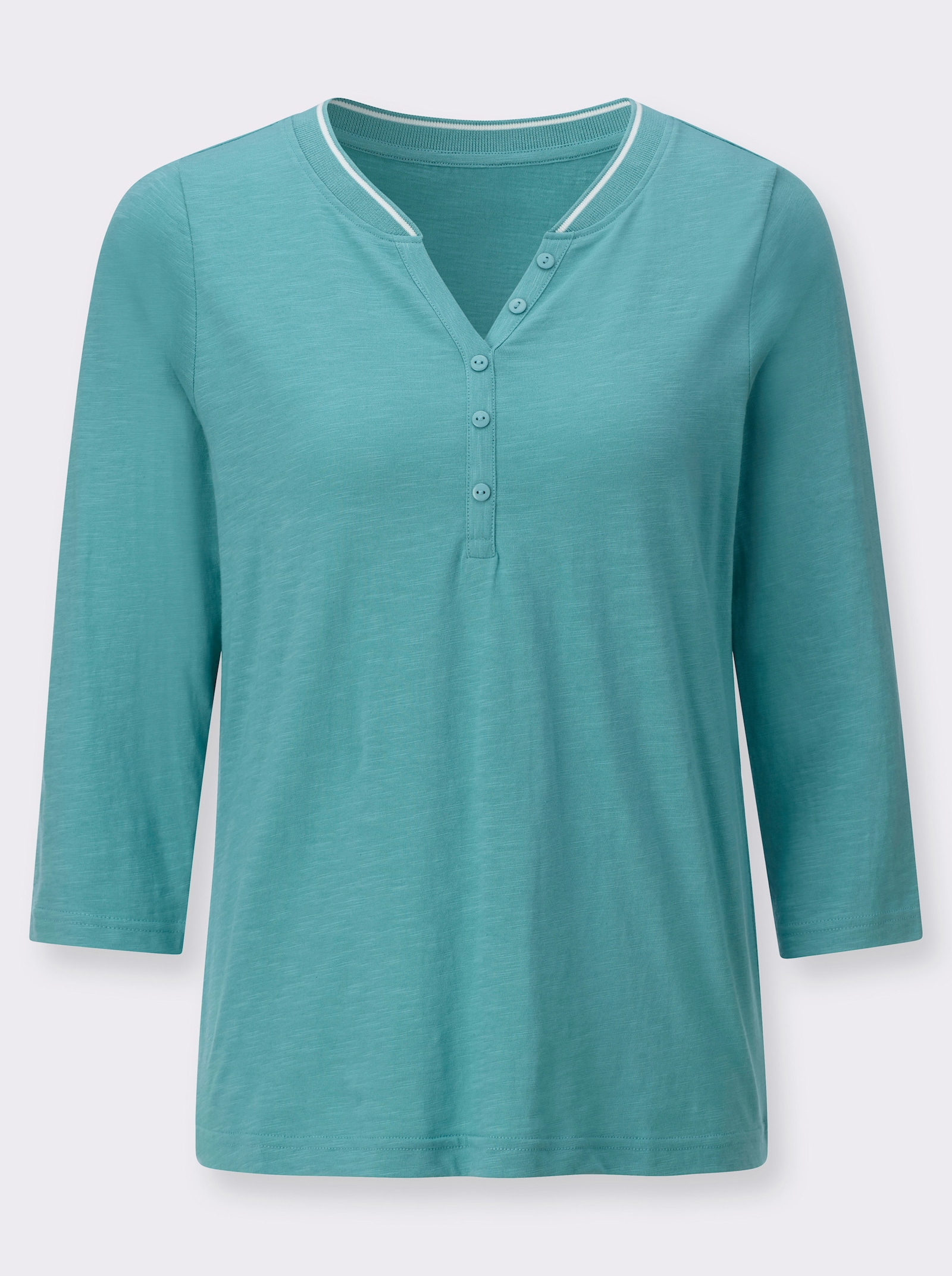 3/4-Arm-Shirt mit imitierter Knopfleiste - ozean