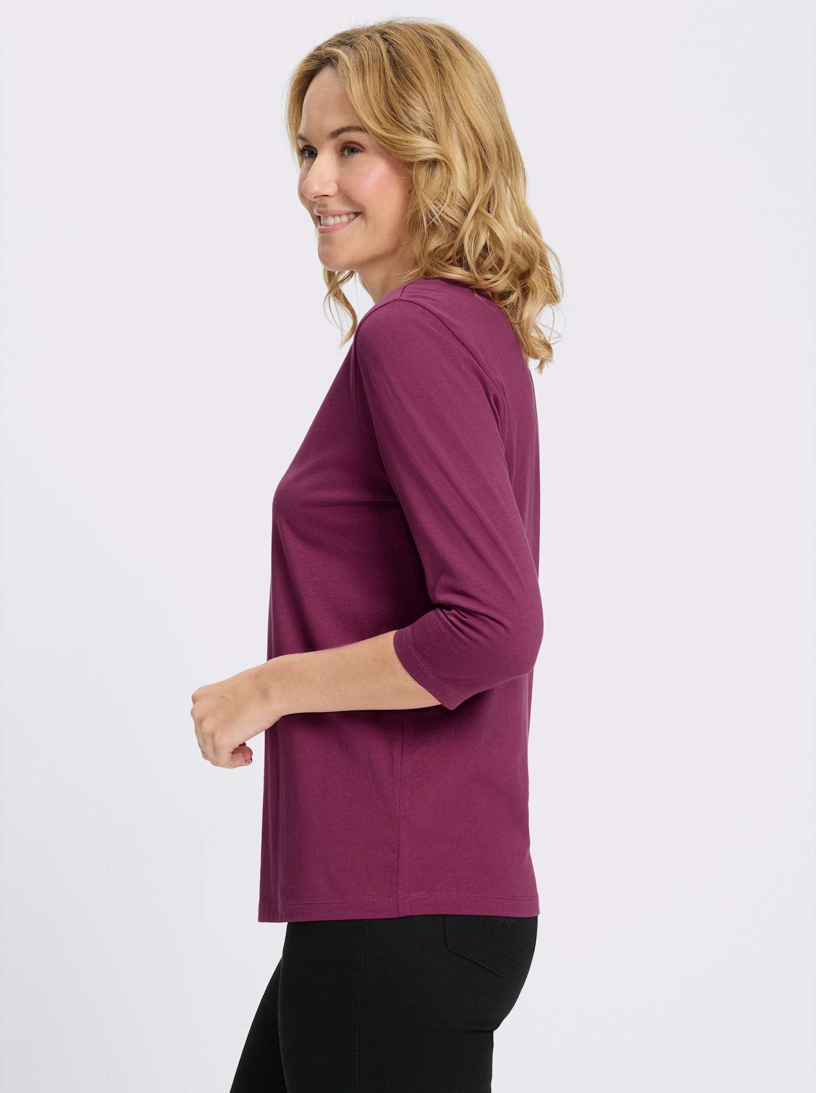 3/4-Arm-Shirt aus reiner Baumwolle - malve