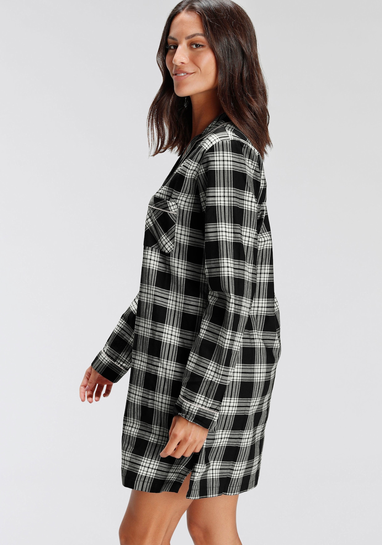 H.I.S Nachthemd - schwarz-kariert