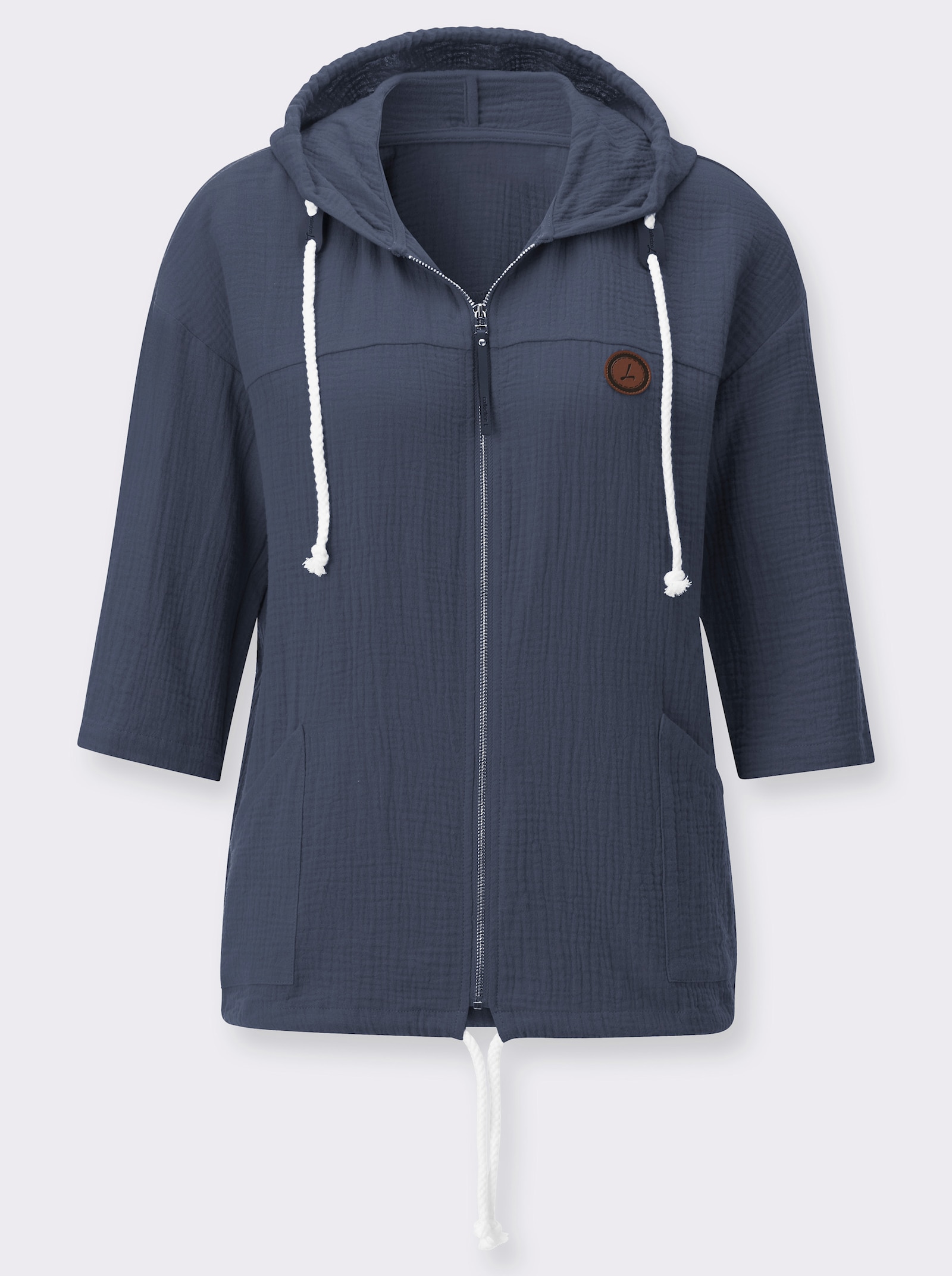 Blusenjacke mit Tunnelzug im Saum - rauchblau