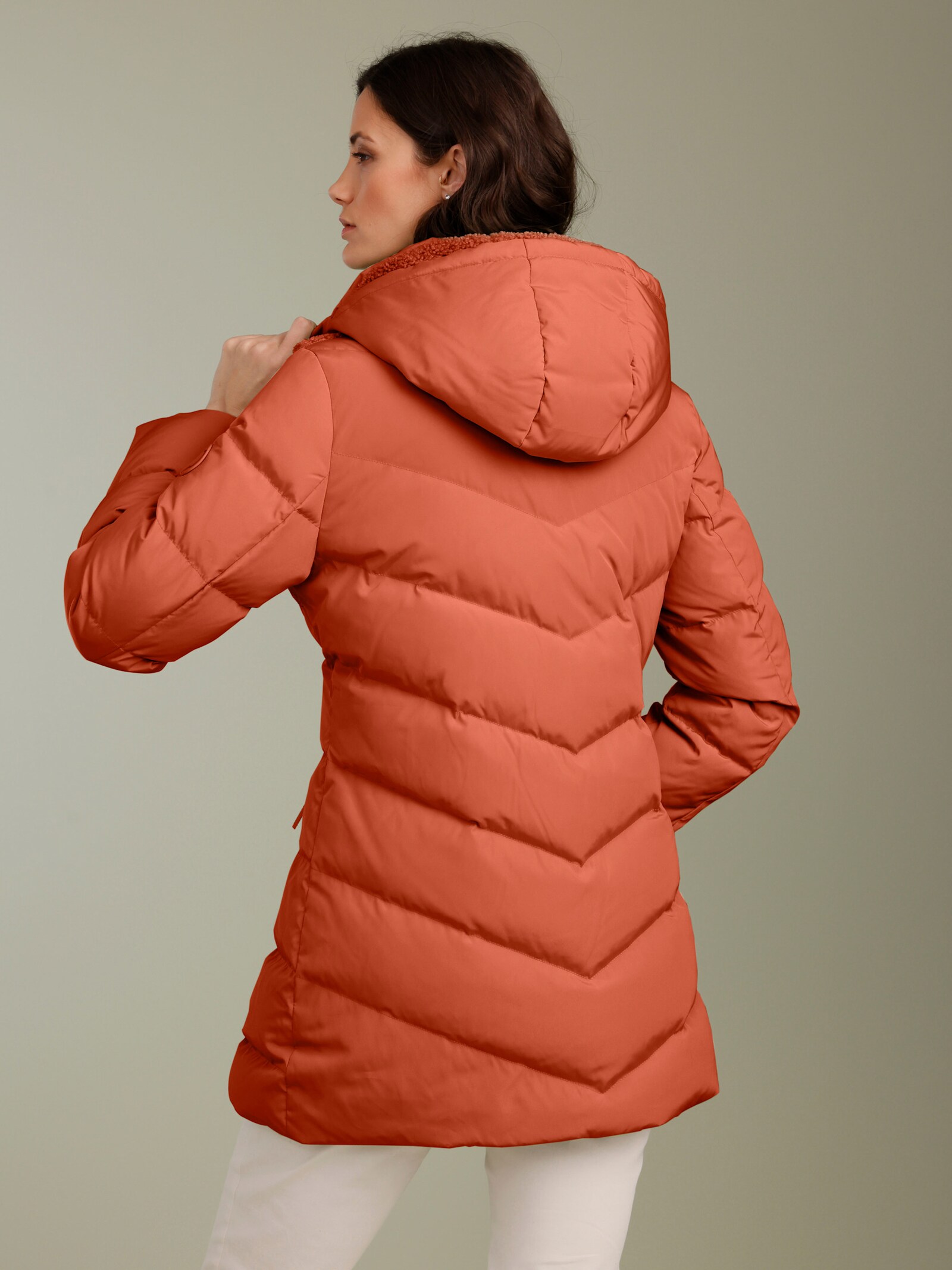 CREATION L PREMIUM Daunenjacke mit Teddyfleece - rostrot