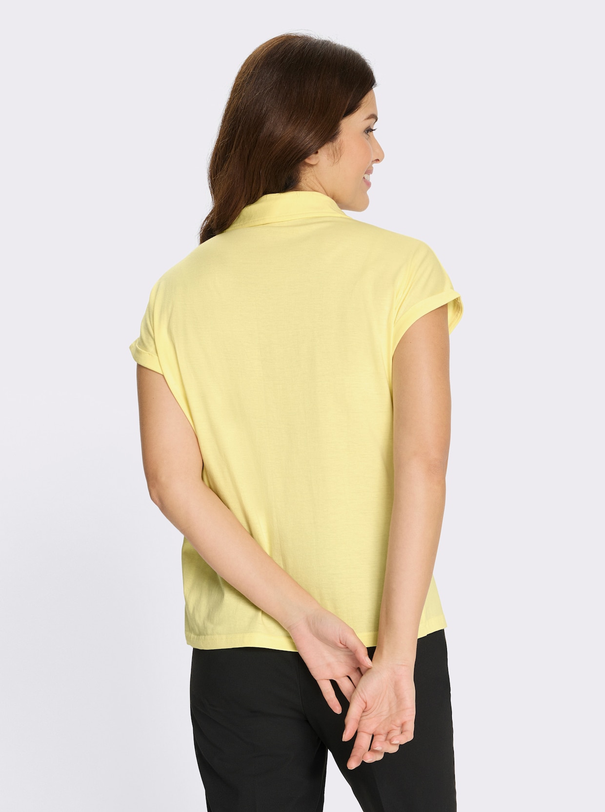 Polokošile s krajkovou bordurou - citronová