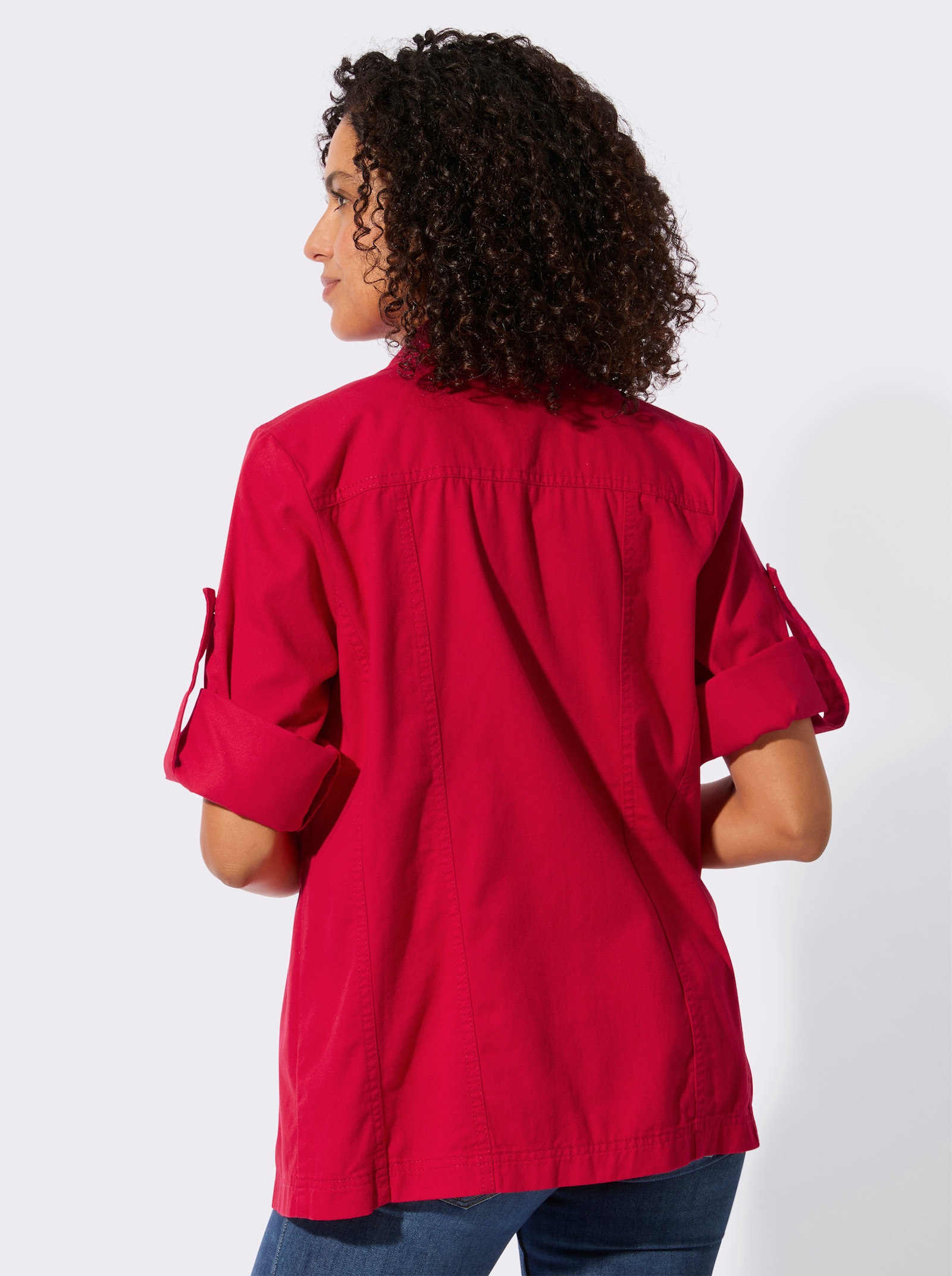 Blusenjacke mit Brust-Klappentaschen - rot