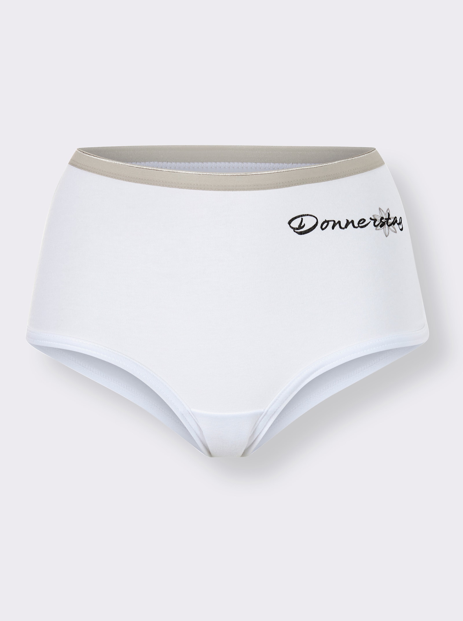 wäschepur Kalhotky s potiskem dnů v týdnu - bílá