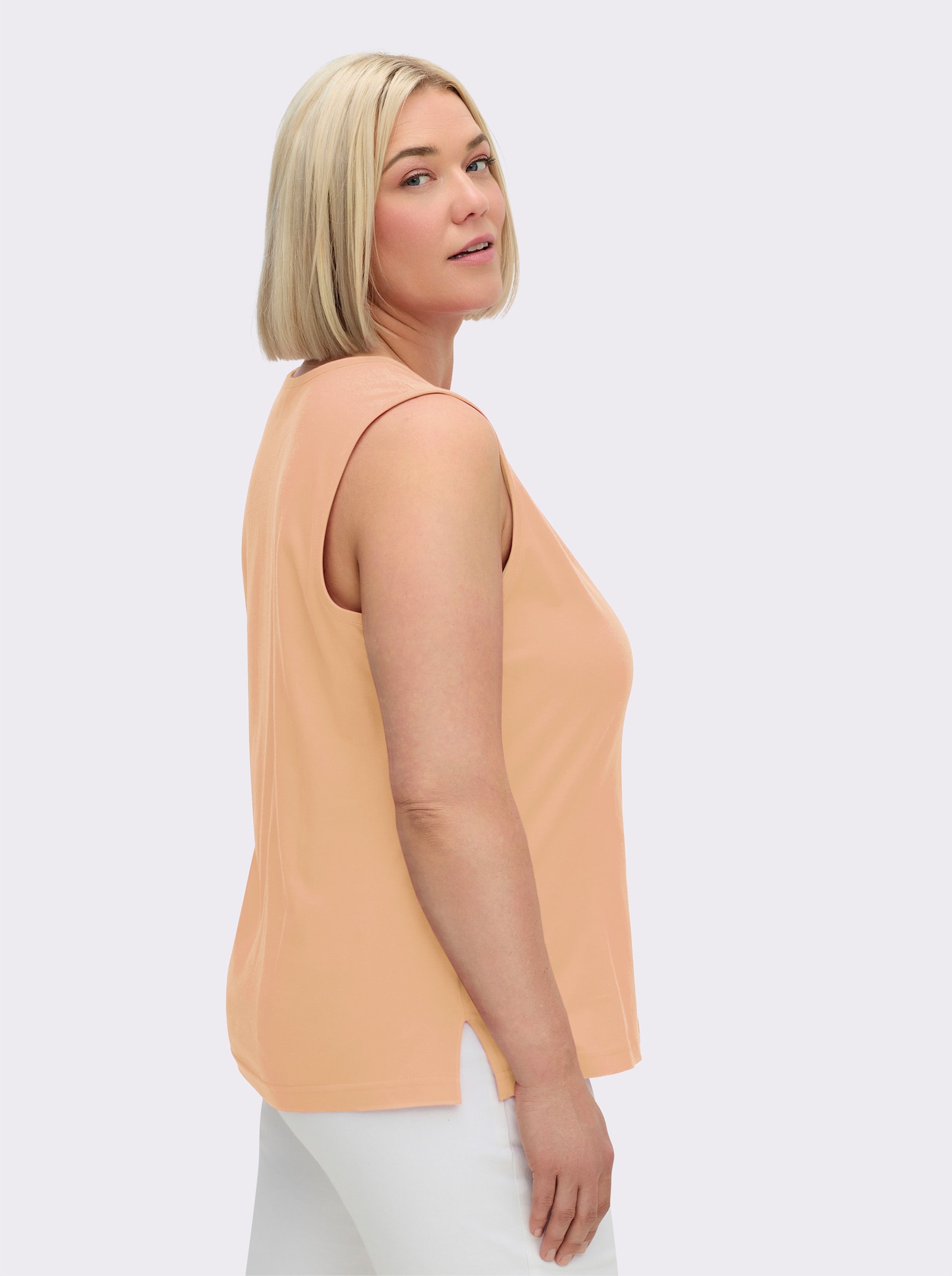 Shirttop mit Seitenschlitzen - apricot
