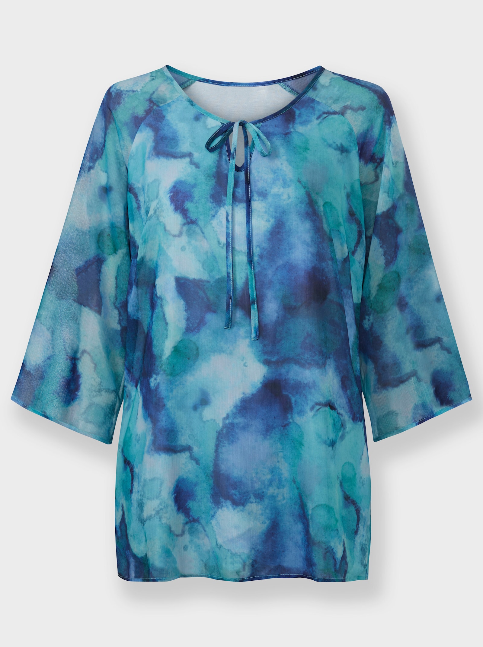 heine Blouse met print van crêpe - oceaan/koningsblauw bedrukt